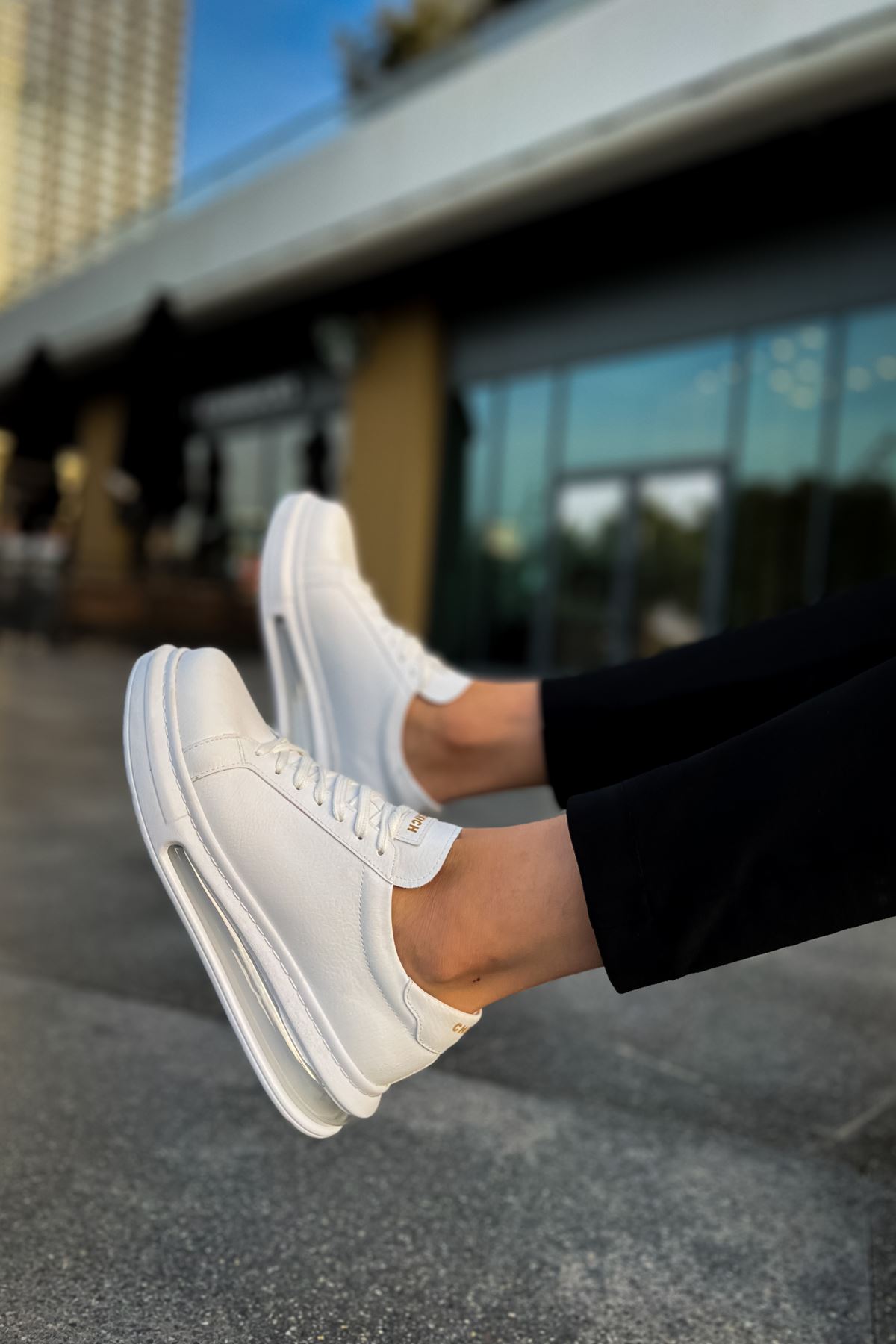 Bağcıklı Balon Taban Erkek Spor Ayakkabı Beyaz - Görsel 5