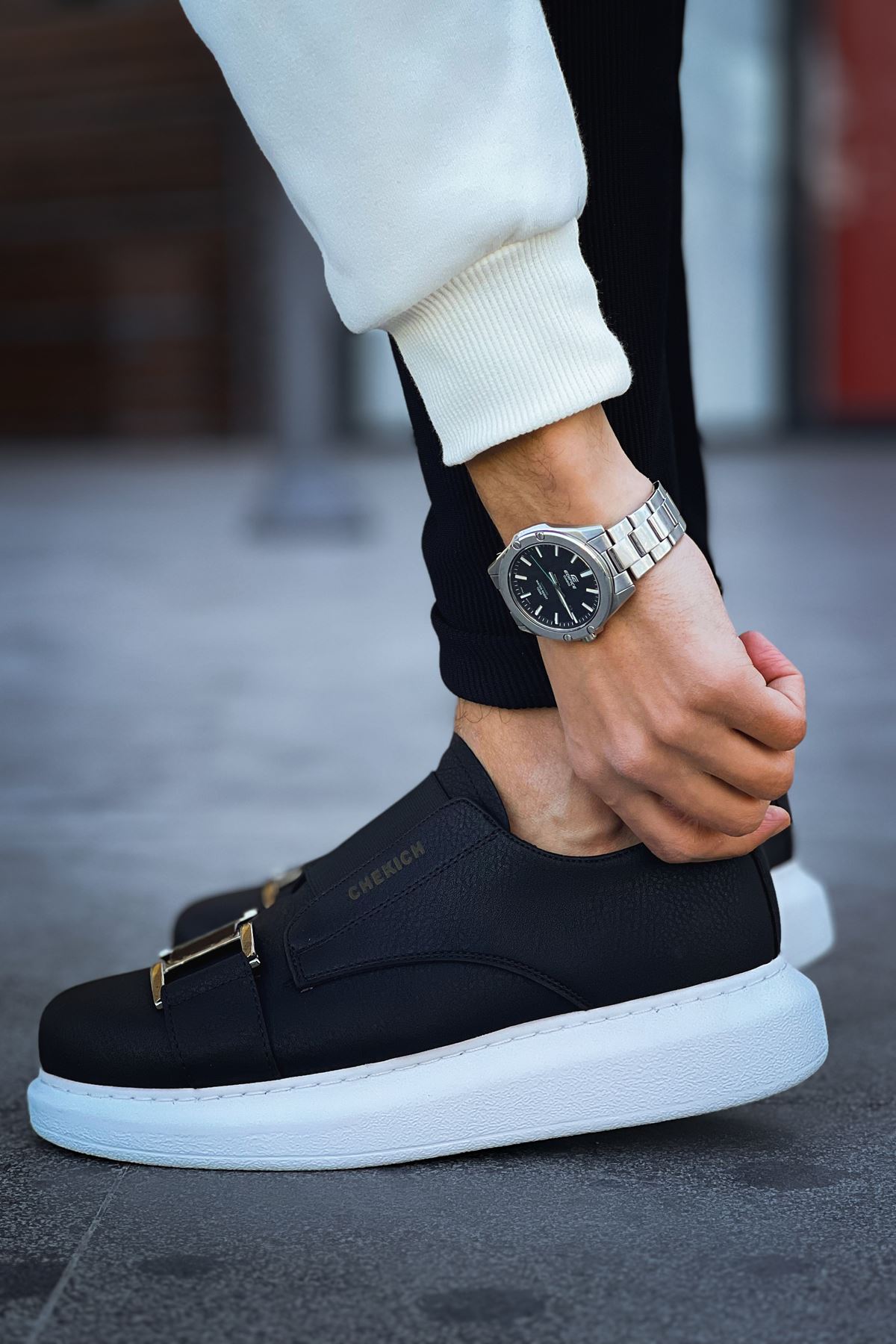 Lastikli Toka Detaylı Erkek Spor Ayakkabı Siyah - Görsel 4