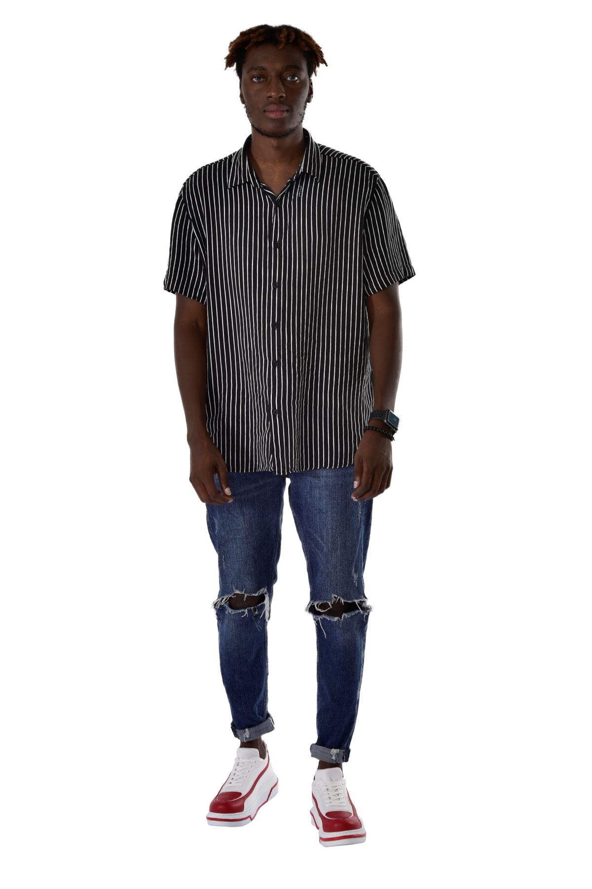 Bağcıklı Erkek Spor Ayakkabı Beyaz Kırmızı - Görsel 3