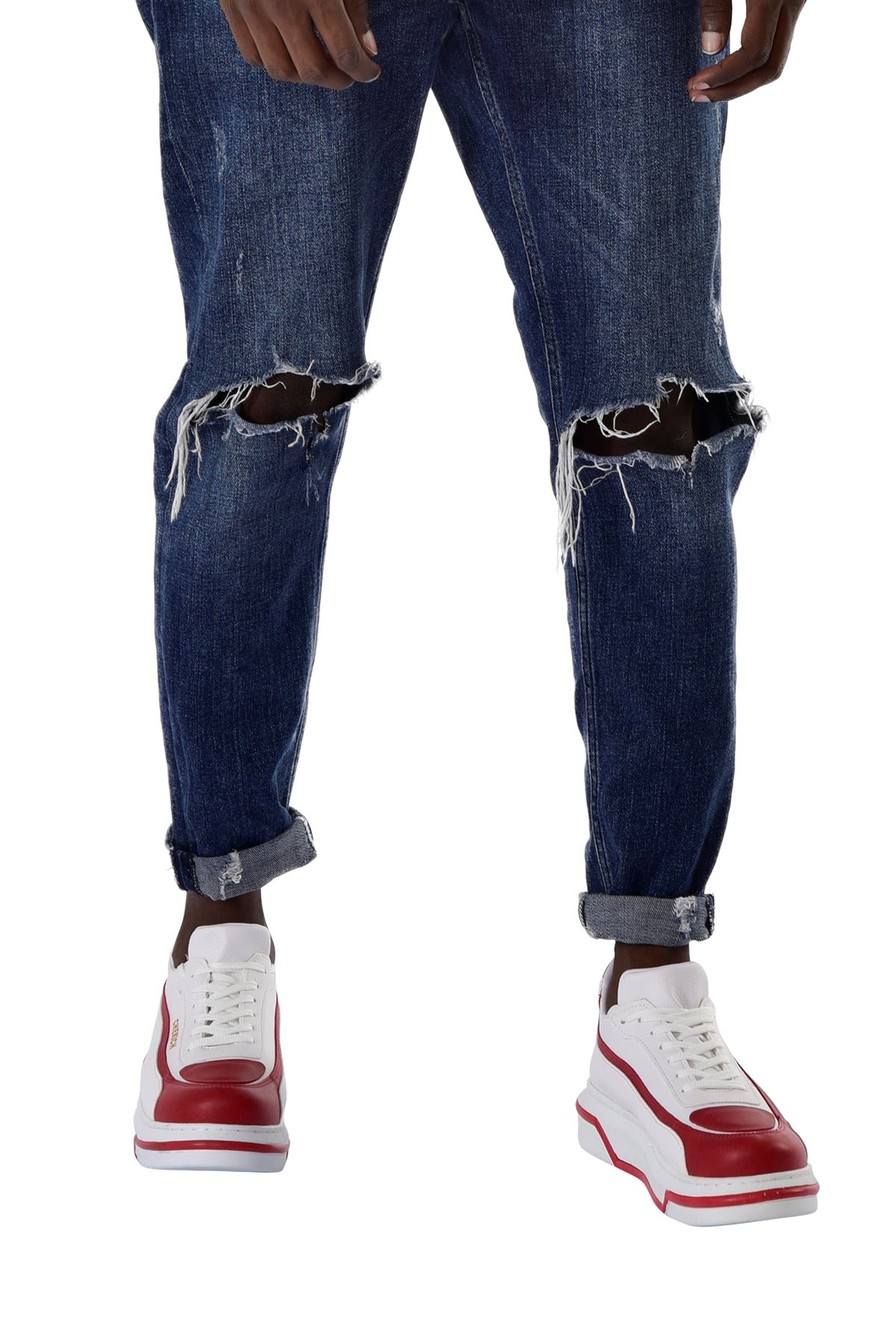 Bağcıklı Erkek Spor Ayakkabı Beyaz Kırmızı - Görsel 6