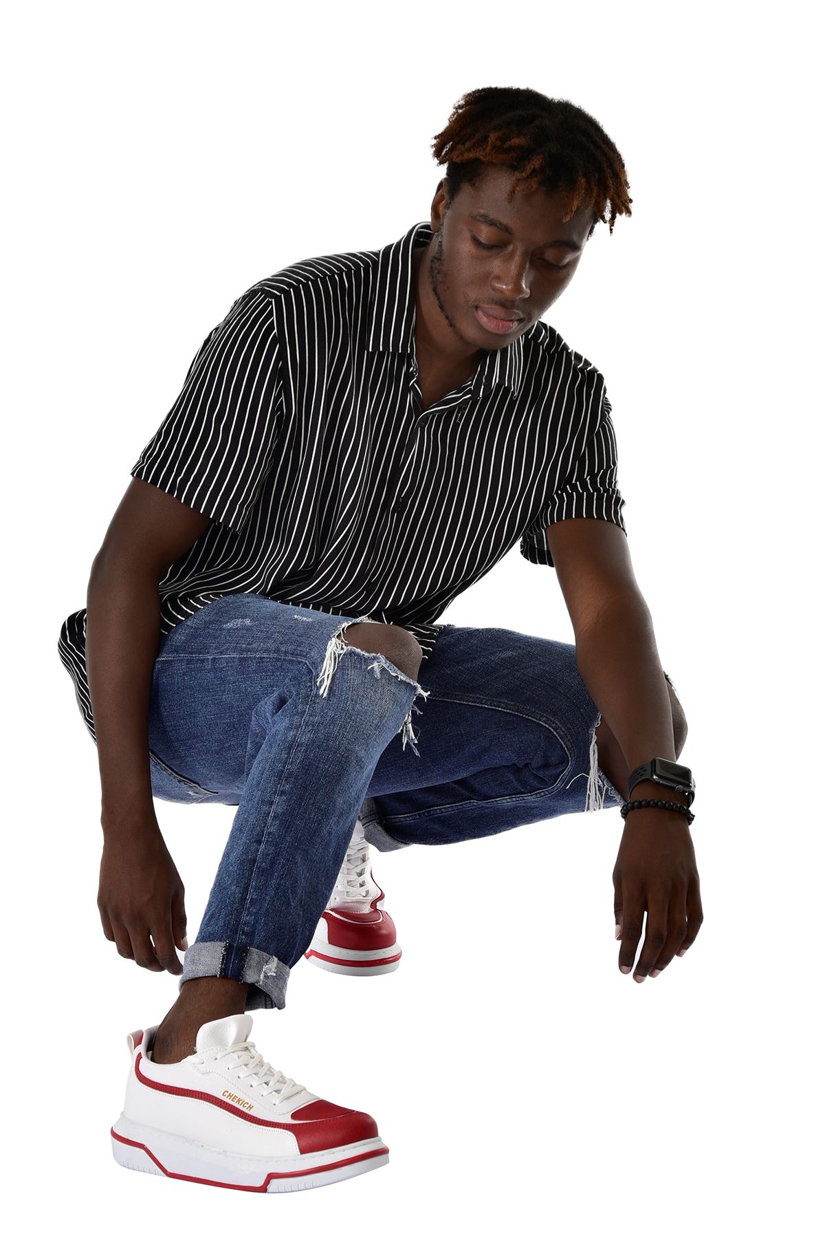 Bağcıklı Erkek Spor Ayakkabı Beyaz Kırmızı - Görsel 7