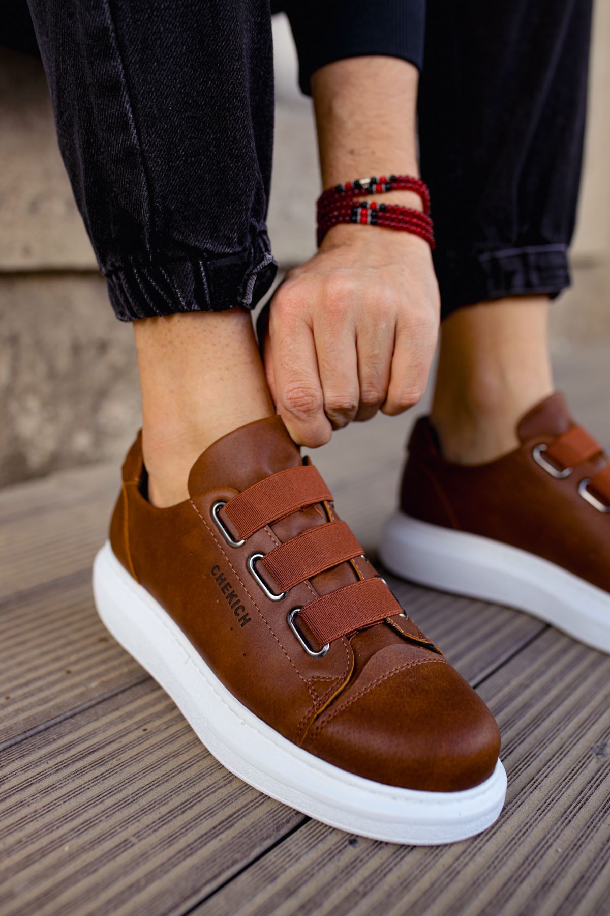 Lastikli Erkek Spor Ayakkabı Taba - Görsel 3