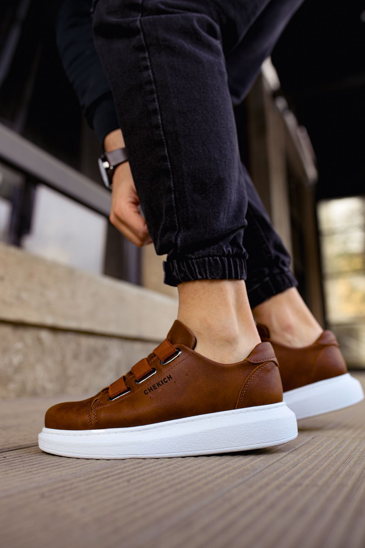 Lastikli Erkek Spor Ayakkabı Taba - Görsel 4