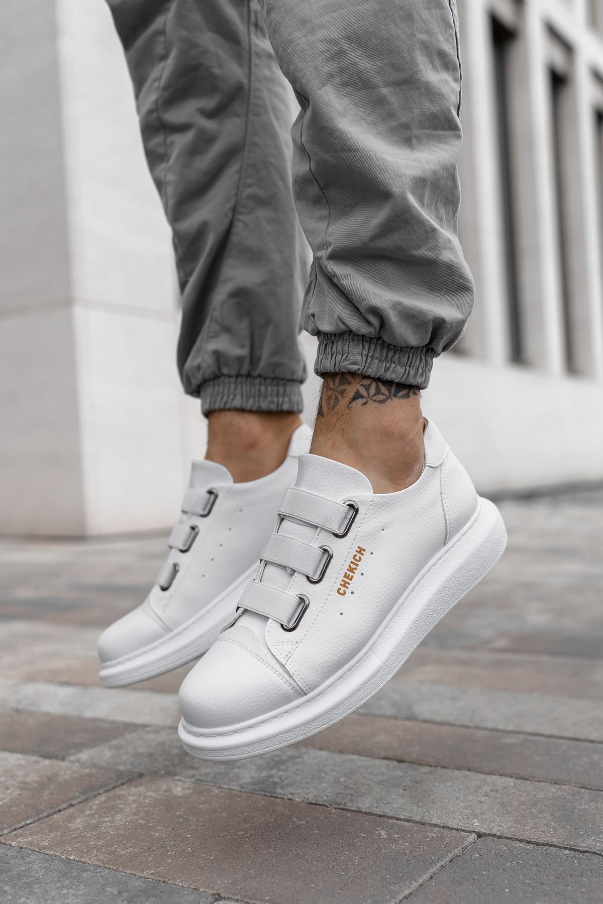 Lastikli Erkek Spor Ayakkabı Beyaz - Görsel 2