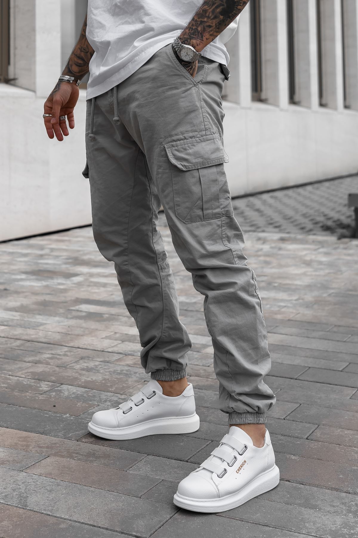 Lastikli Erkek Spor Ayakkabı Beyaz - Görsel 3