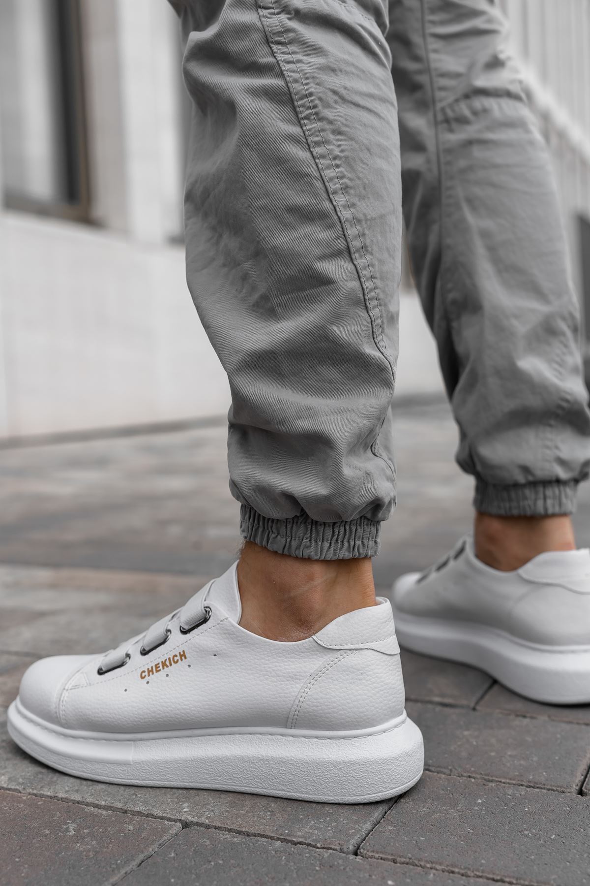 Lastikli Erkek Spor Ayakkabı Beyaz - Görsel 4