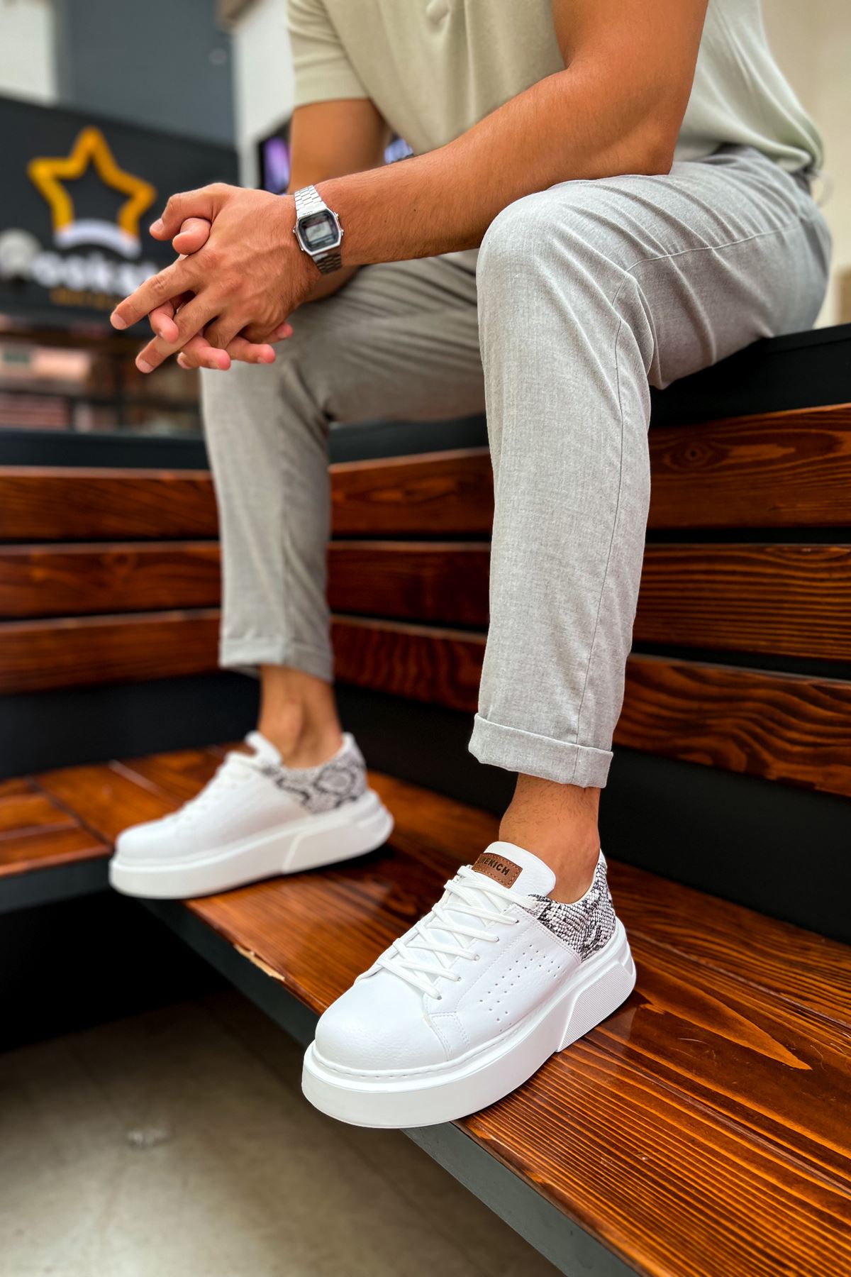 Bağcıklı Erkek Spor Ayakkabı Beyaz - Görsel 2