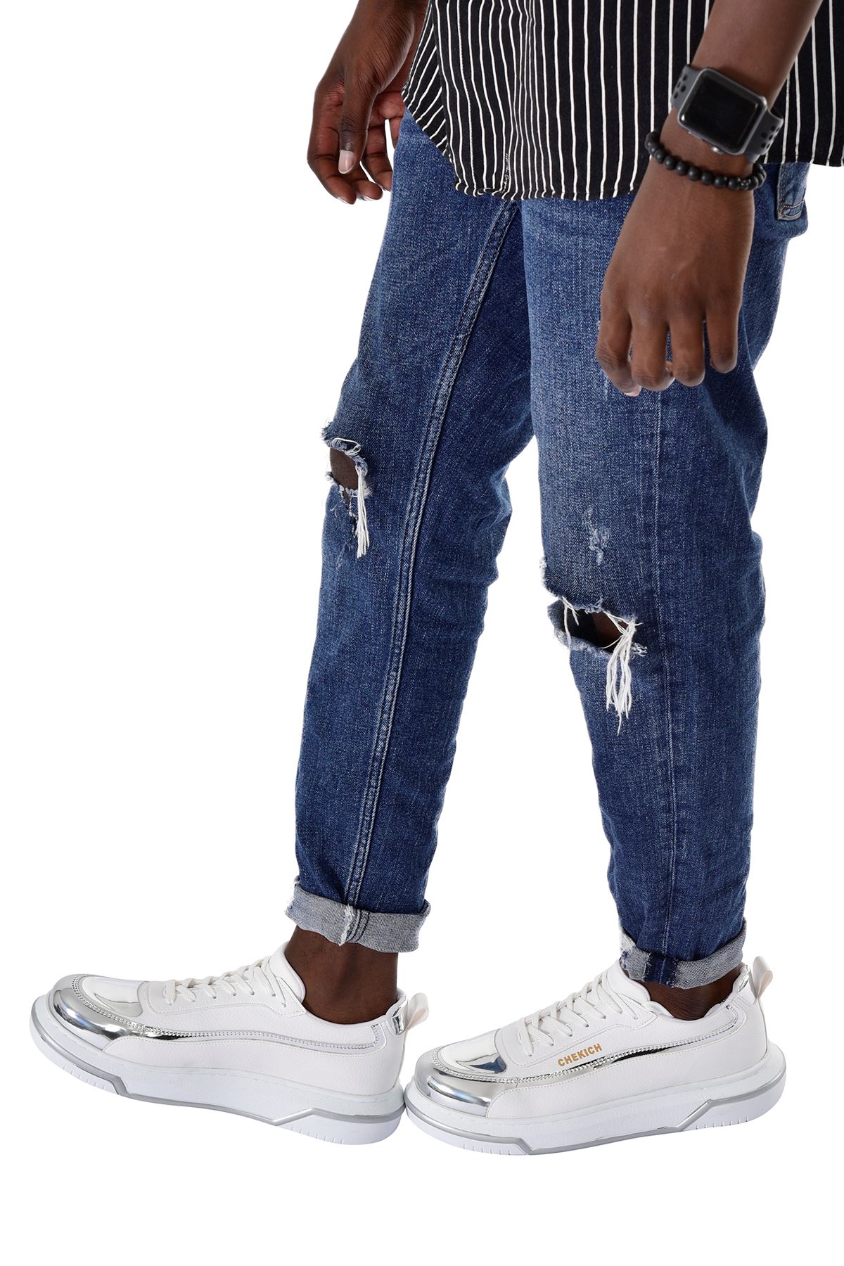 Bağcıklı Erkek Spor Ayakkabı Beyaz Gümüş - Görsel 2