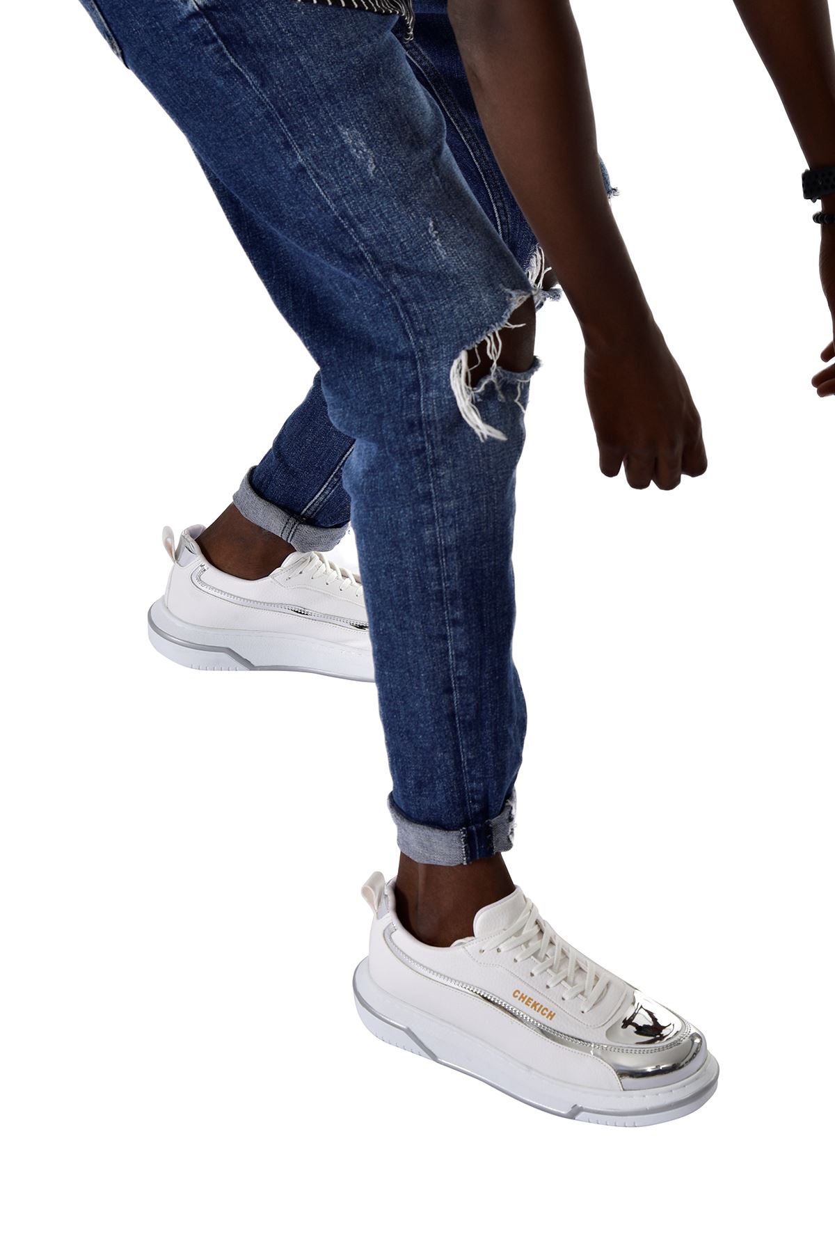 Bağcıklı Erkek Spor Ayakkabı Beyaz Gümüş - Görsel 3
