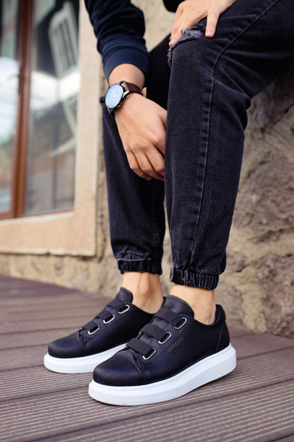 Lastikli Erkek Spor Ayakkabı Siyah - Görsel 4