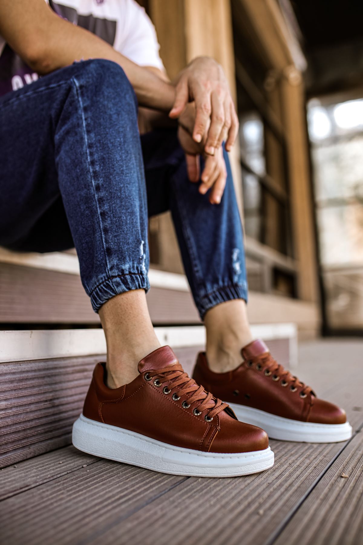 Bağcıklı Erkek Spor Ayakkabı Taba - Görsel 2