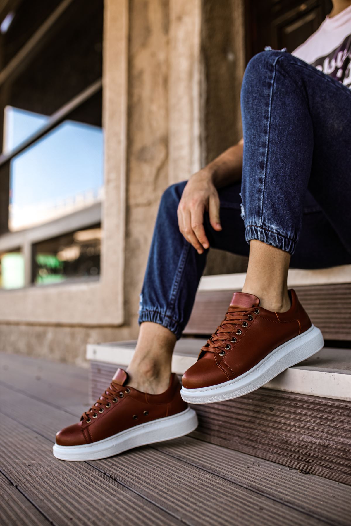 Bağcıklı Erkek Spor Ayakkabı Taba - Görsel 3