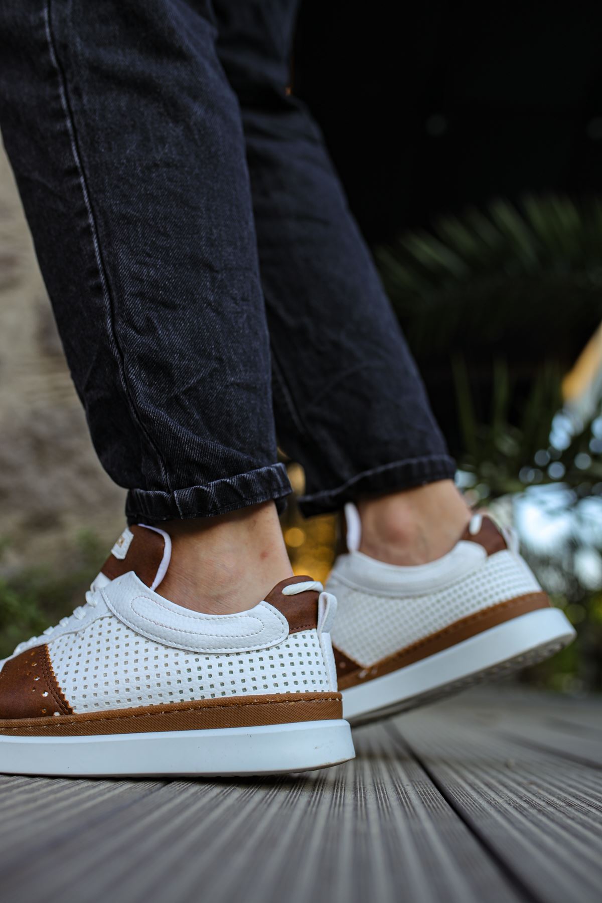 Bağcıklı Erkek Spor Ayakkabı Taba Beyaz - Görsel 3