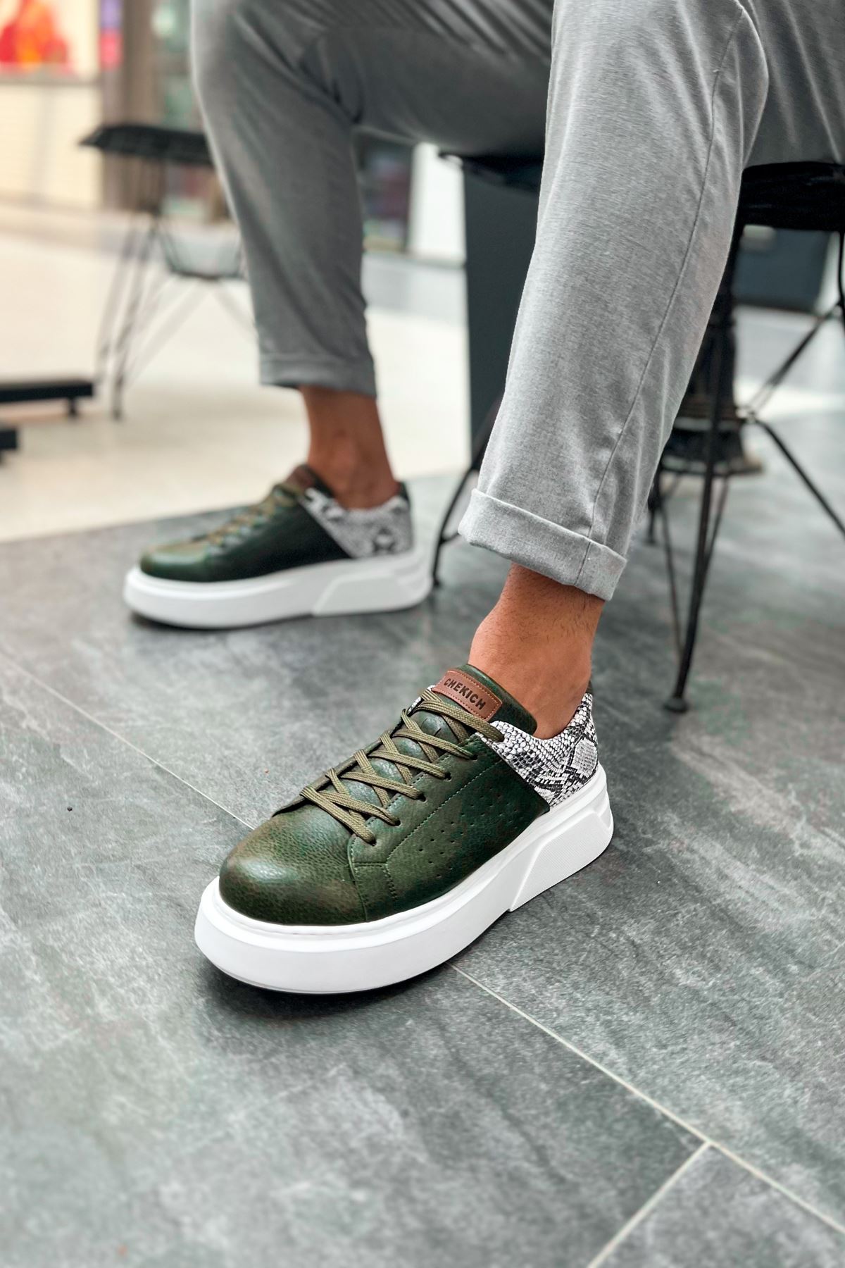 Bağcıklı Erkek Spor Ayakkabı Haki - Görsel 5