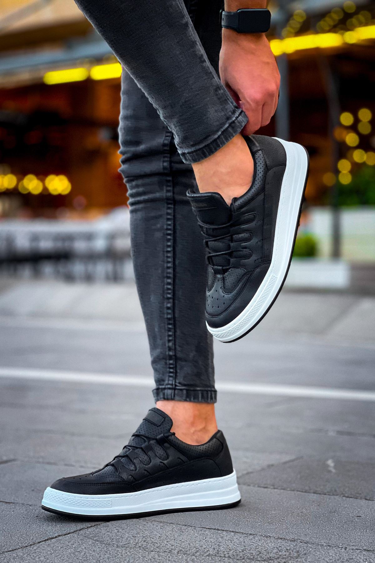 Bağcık Detaylı Erkek Spor Ayakkabı Siyah - Görsel 3