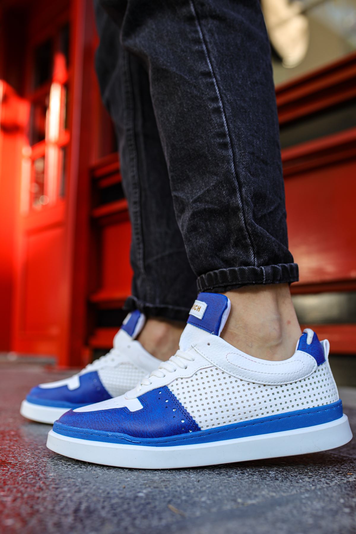 Bağcıklı Erkek Spor Ayakkabı Beyaz Saks - Görsel 3