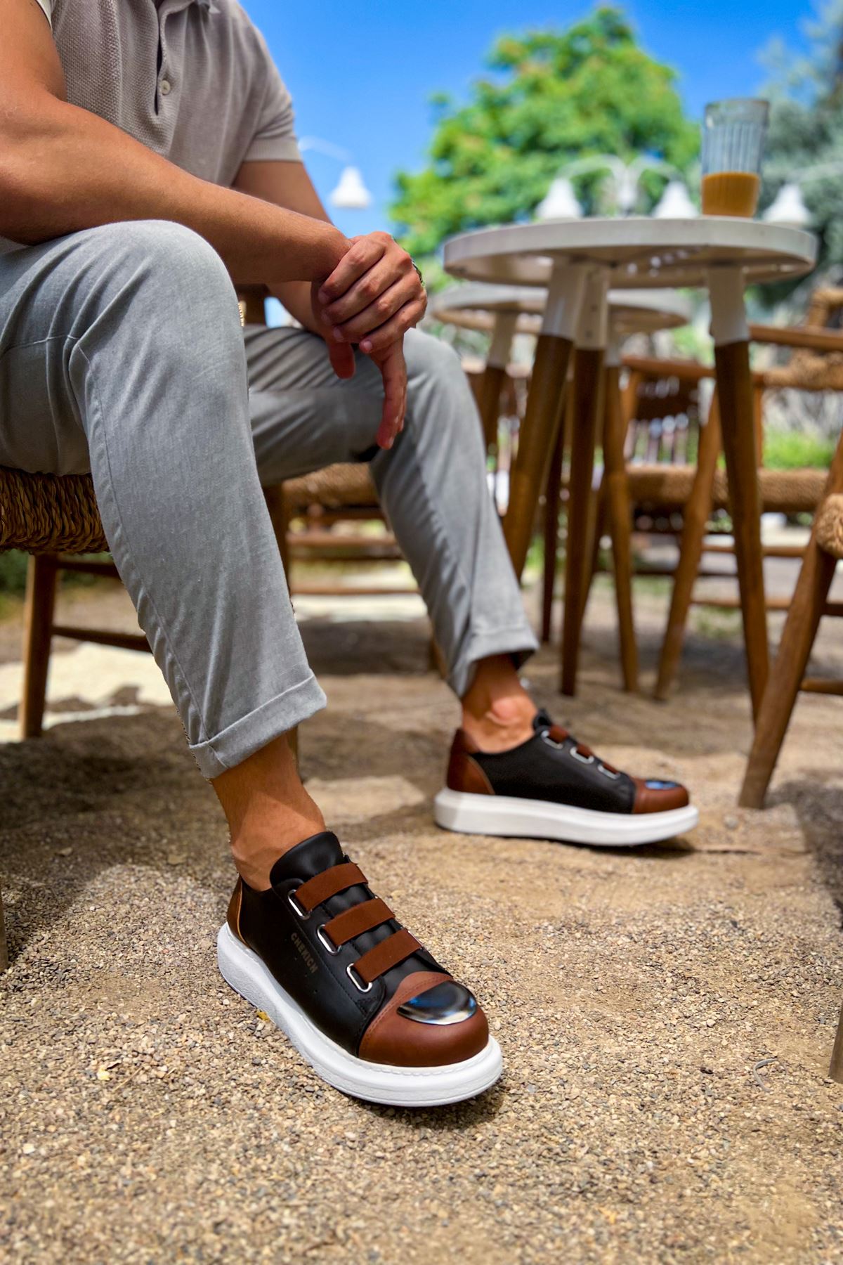 Lastikli Erkek Spor Ayakkabı Siyah Taba - Görsel 4