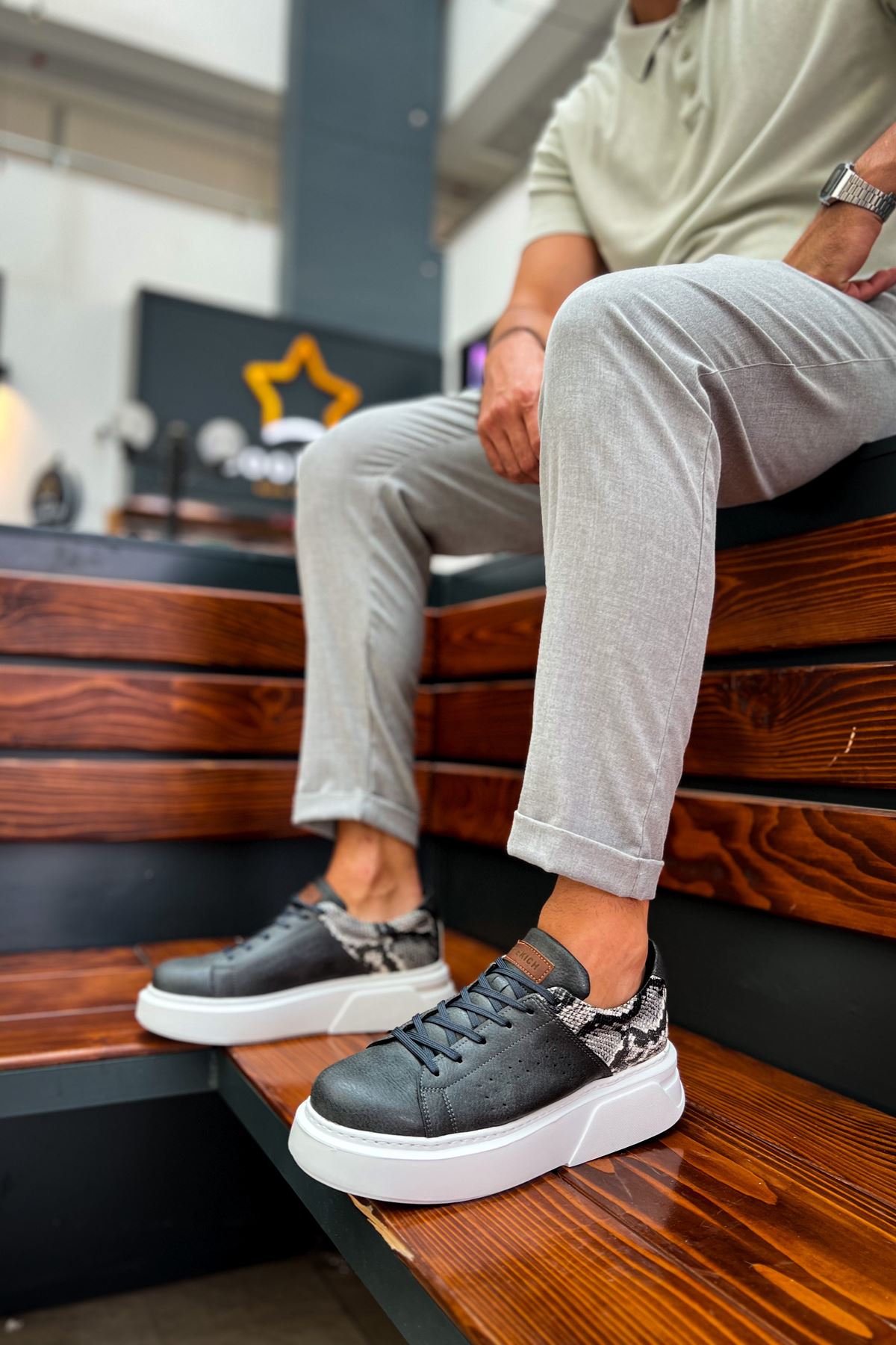 Bağcıklı Erkek Spor Ayakkabı Antrasit - Görsel 2