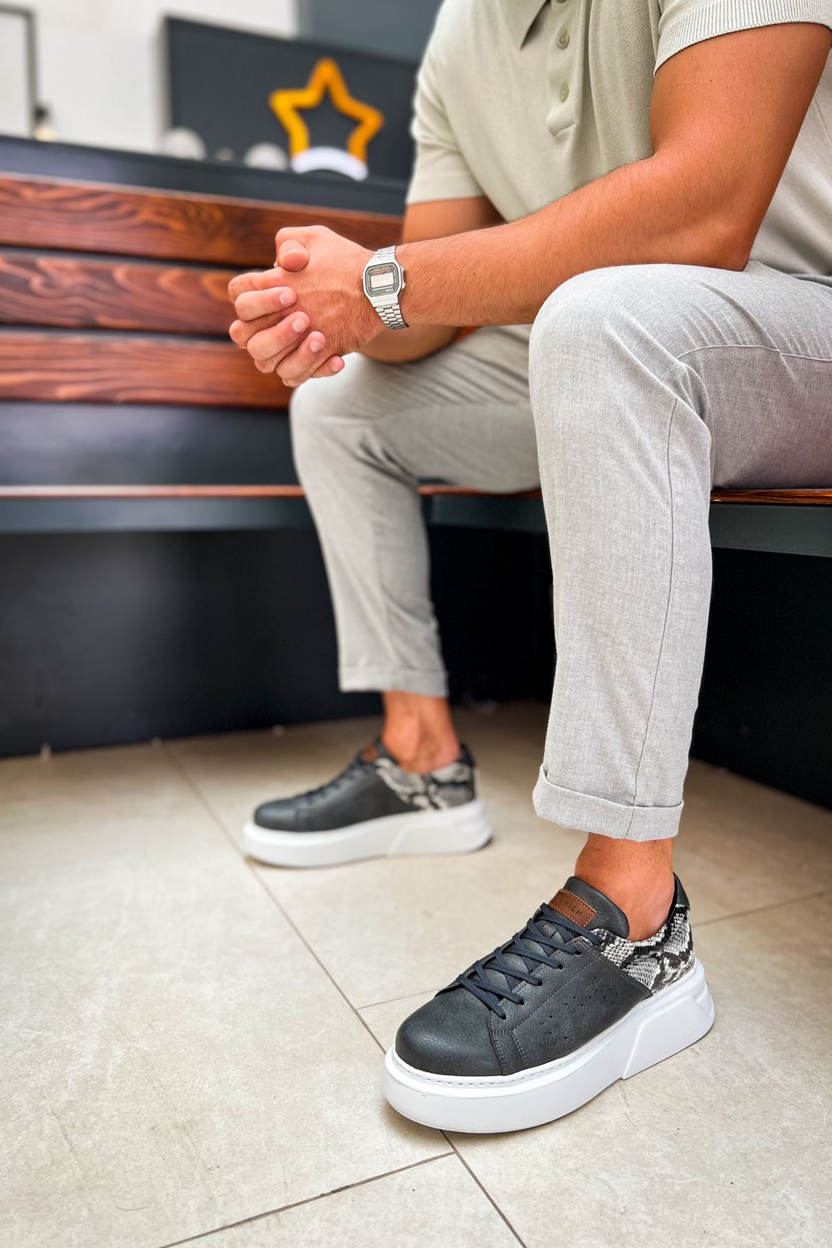 Bağcıklı Erkek Spor Ayakkabı Antrasit - Görsel 4