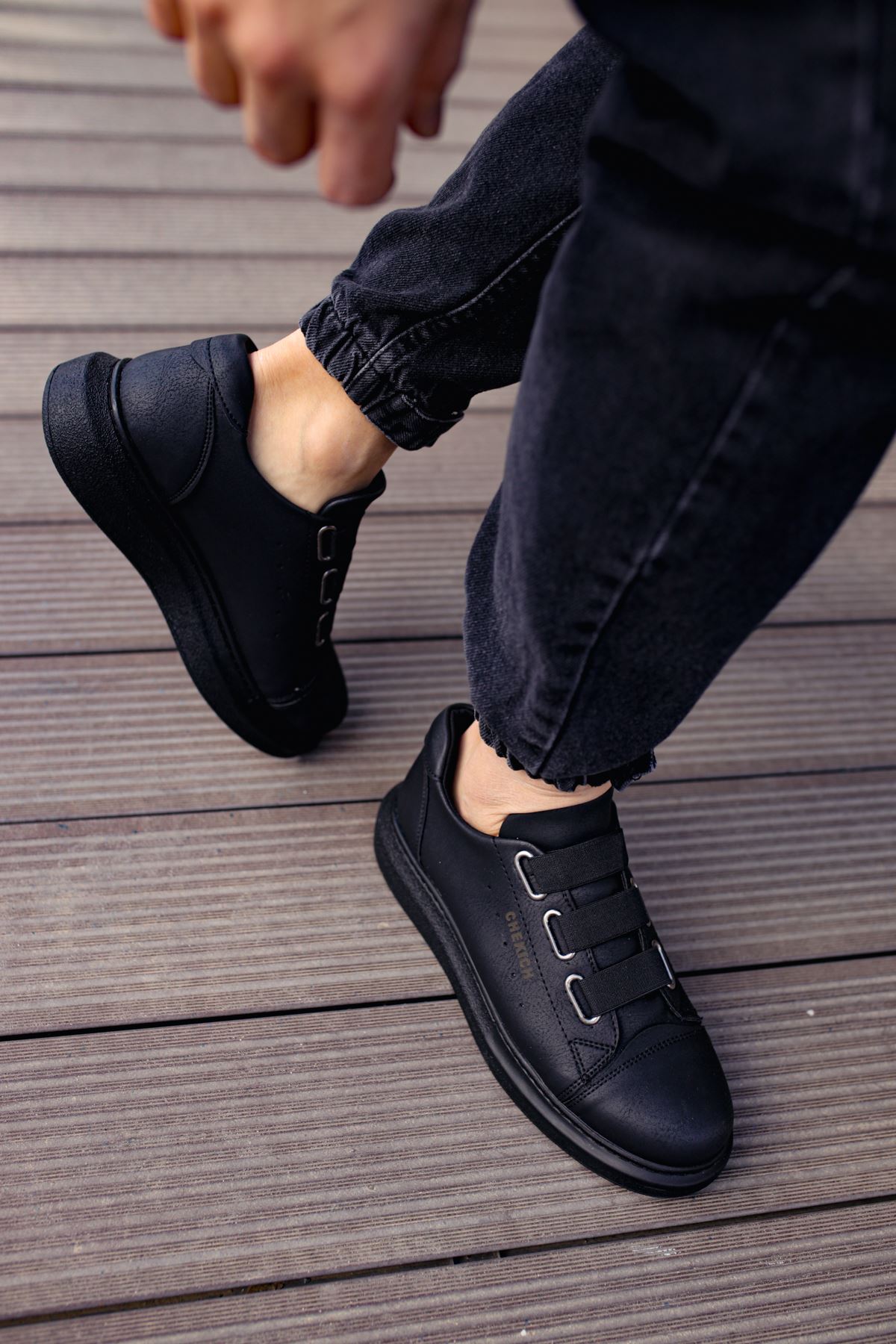 Lastikli Erkek Spor Ayakkabı Siyah - Görsel 5