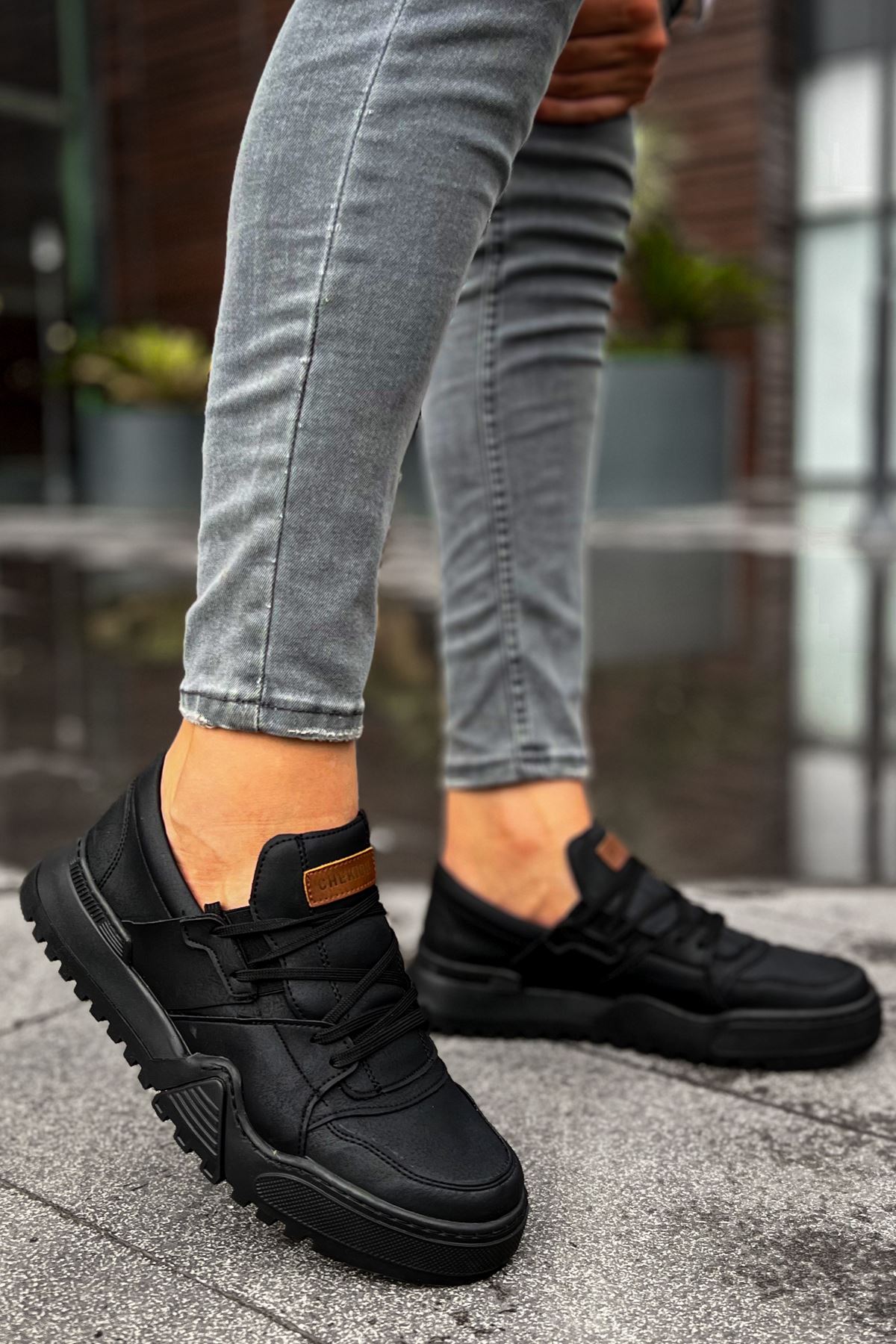 Bağcıklı Erkek Spor Ayakkabı Siyah Siyah - Görsel 2