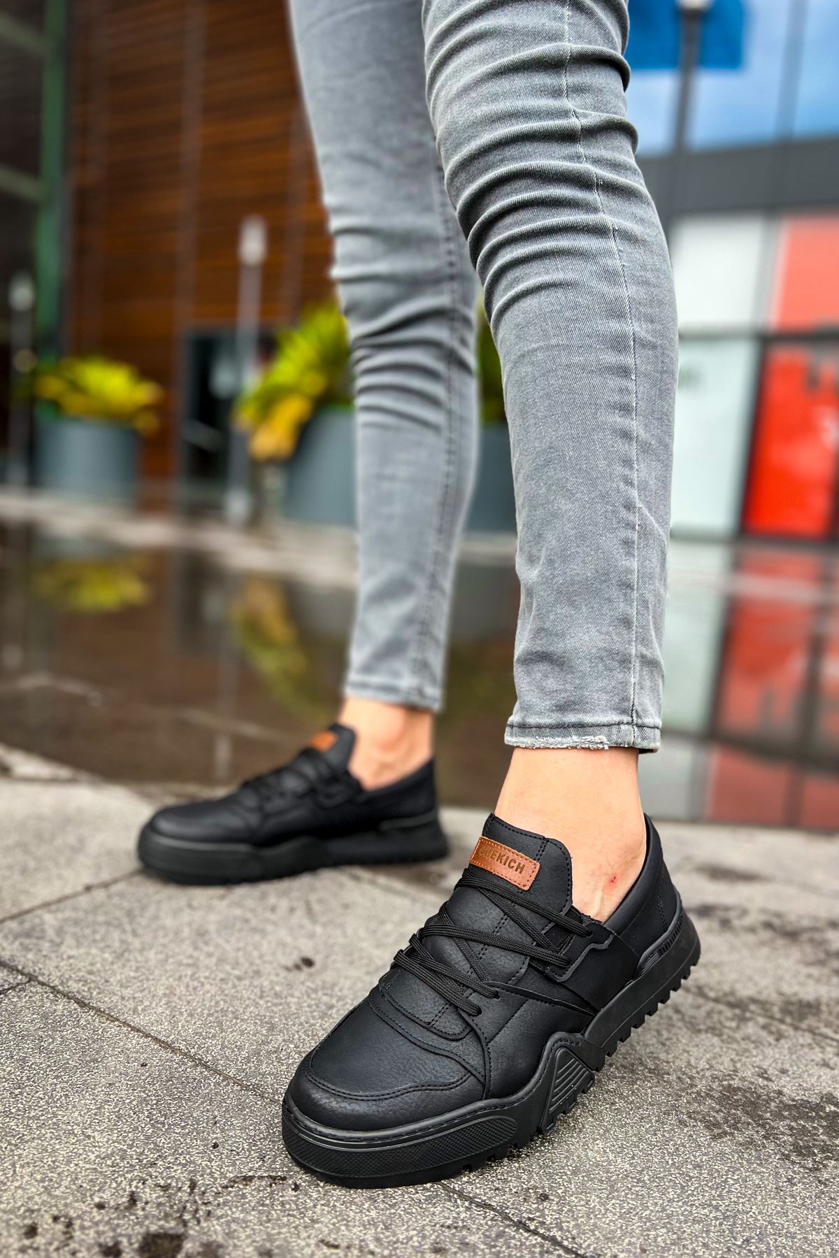 Bağcıklı Erkek Spor Ayakkabı Siyah Siyah - Görsel 3