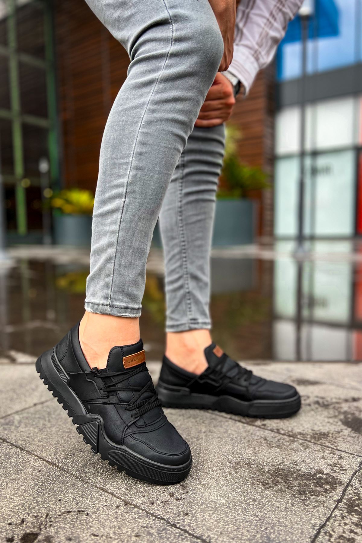 Bağcıklı Erkek Spor Ayakkabı Siyah Siyah - Görsel 4