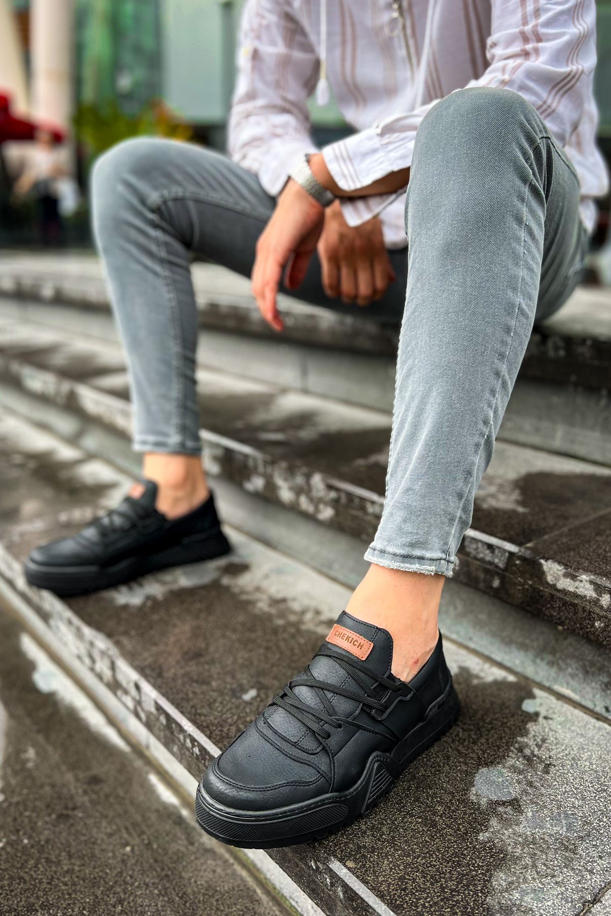 Bağcıklı Erkek Spor Ayakkabı Siyah Siyah - Görsel 5