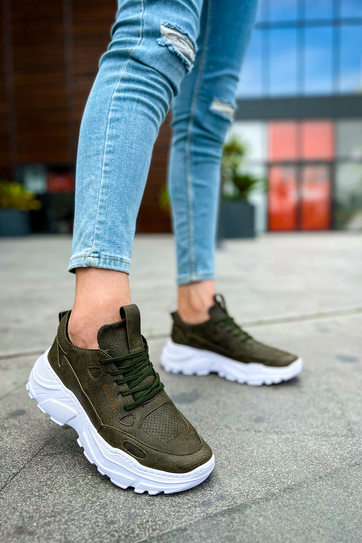 Bağcıklı Erkek Spor Ayakkabı Haki - Görsel 2