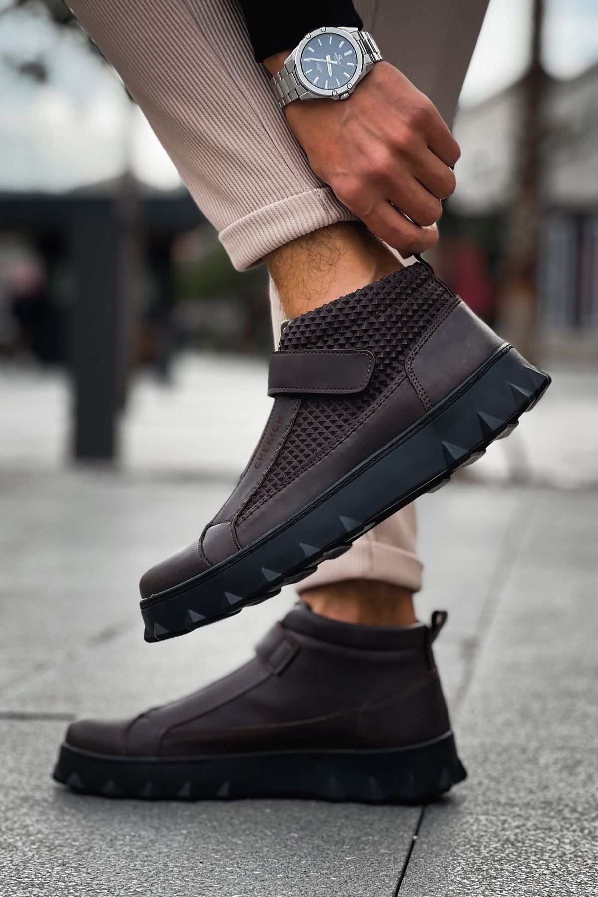 Cırtlı Erkek Sneaker Bot Kahve - Görsel 5