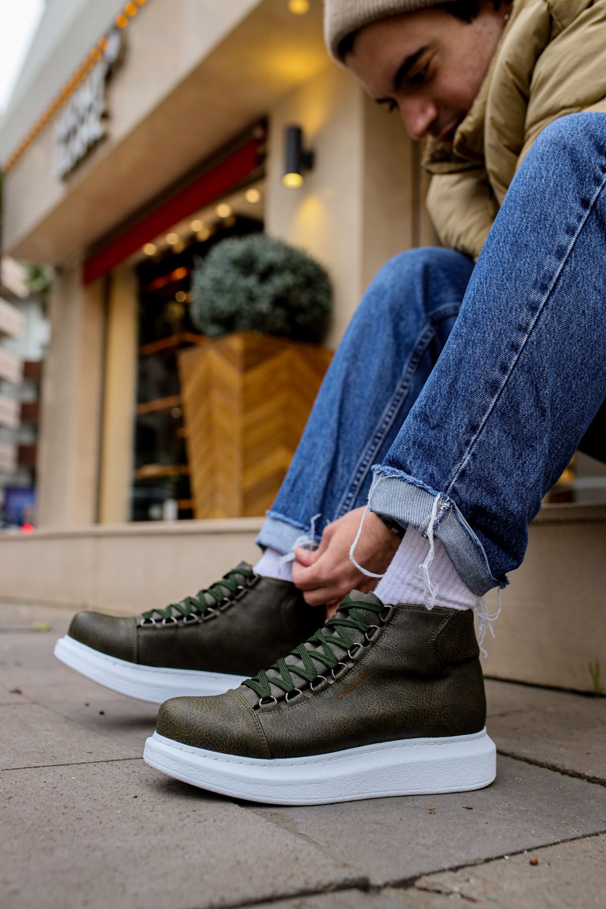 Bağcıklı Erkek Sneaker Bot Haki - Görsel 4