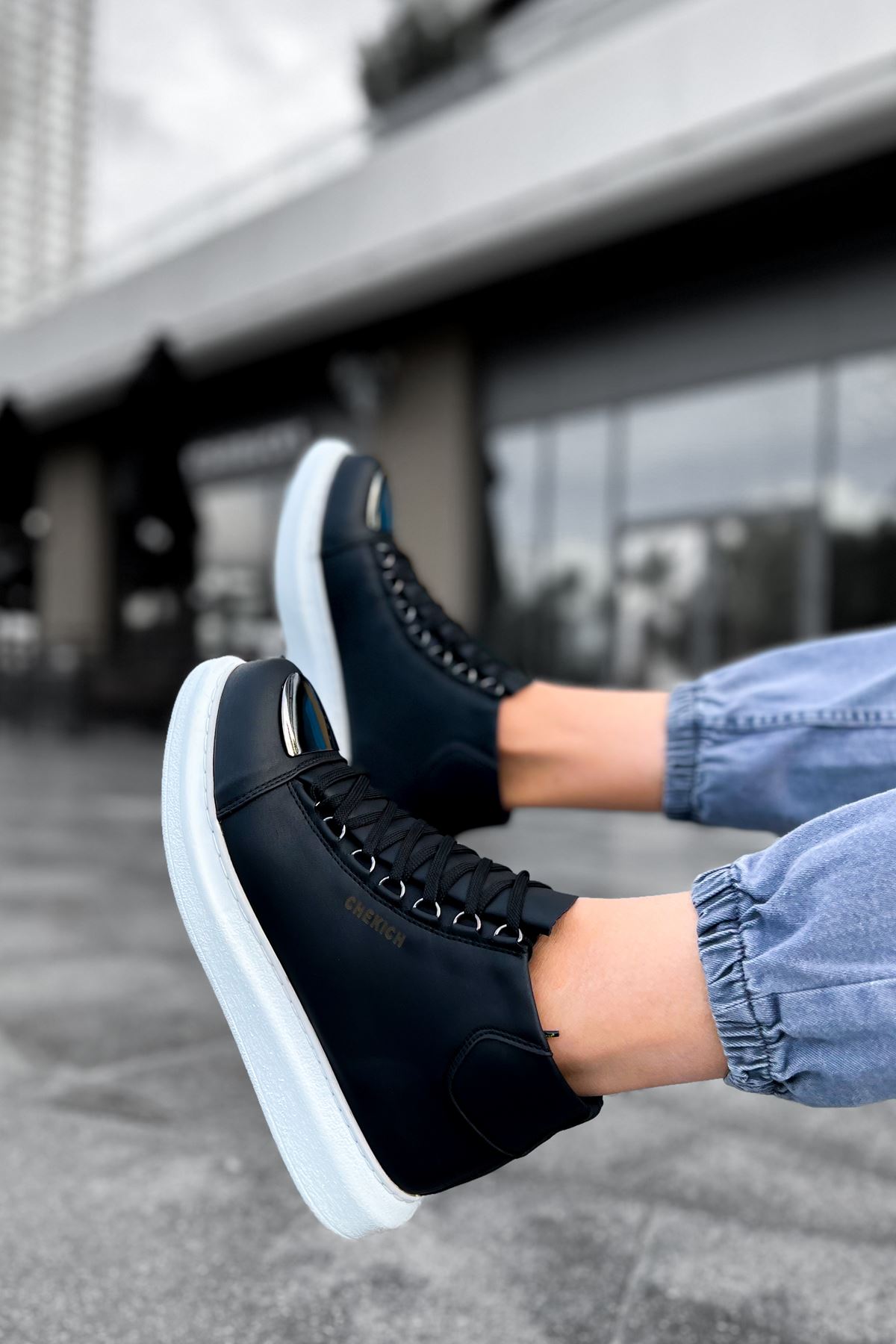 Bağcıklı Erkek Sneaker Bot Siyah - Görsel 3