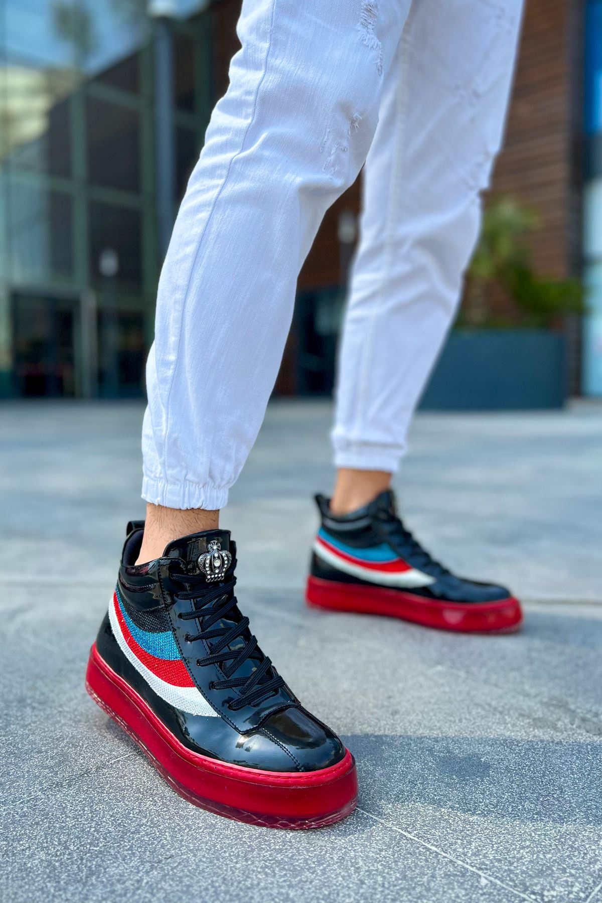 Bağcıklı Erkek Sneaker Bot Siyah - Görsel 2