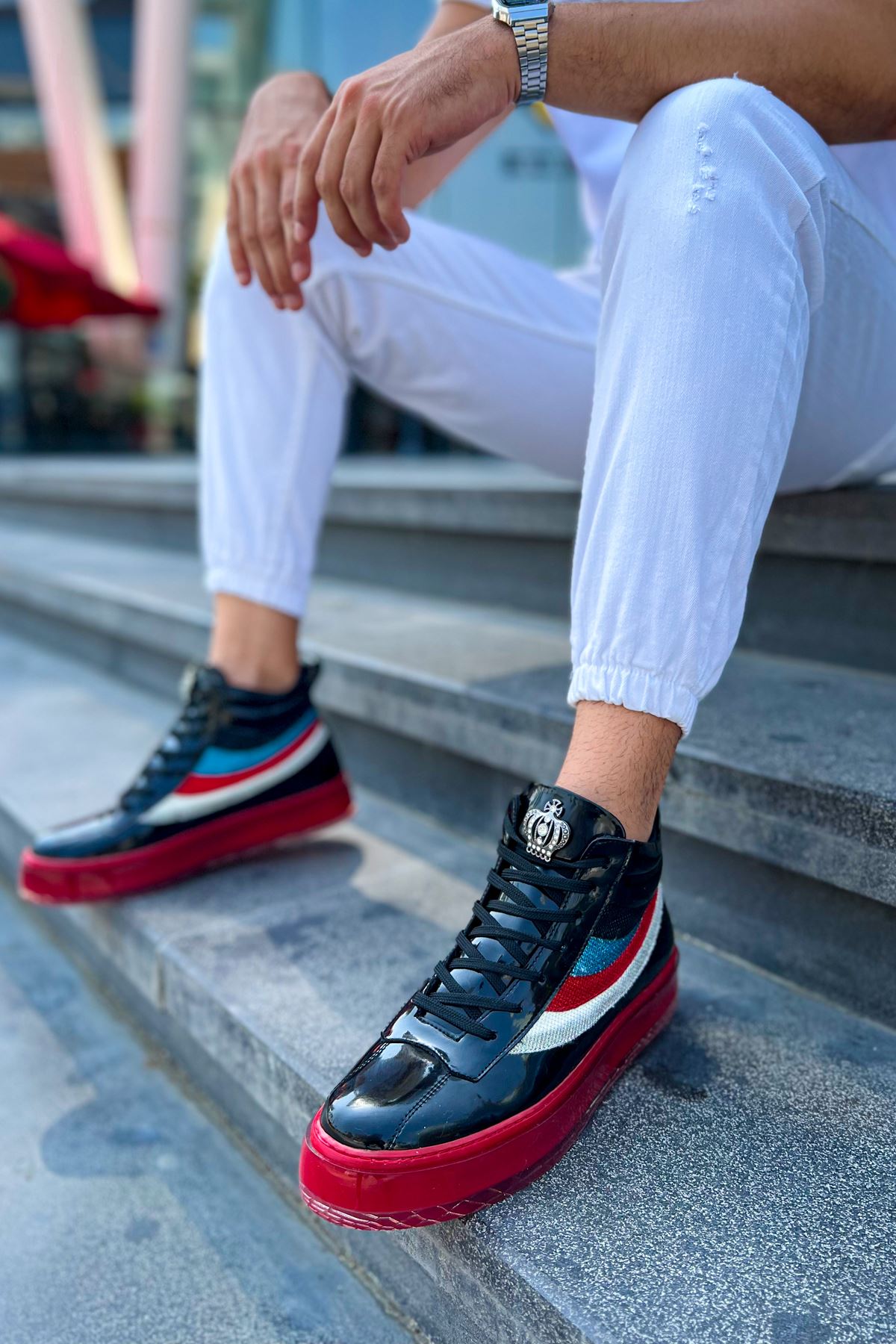 Bağcıklı Erkek Sneaker Bot Siyah - Görsel 3