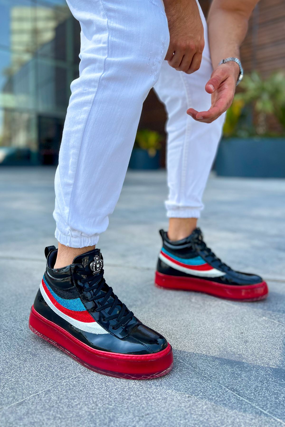 Bağcıklı Erkek Sneaker Bot Siyah - Görsel 4