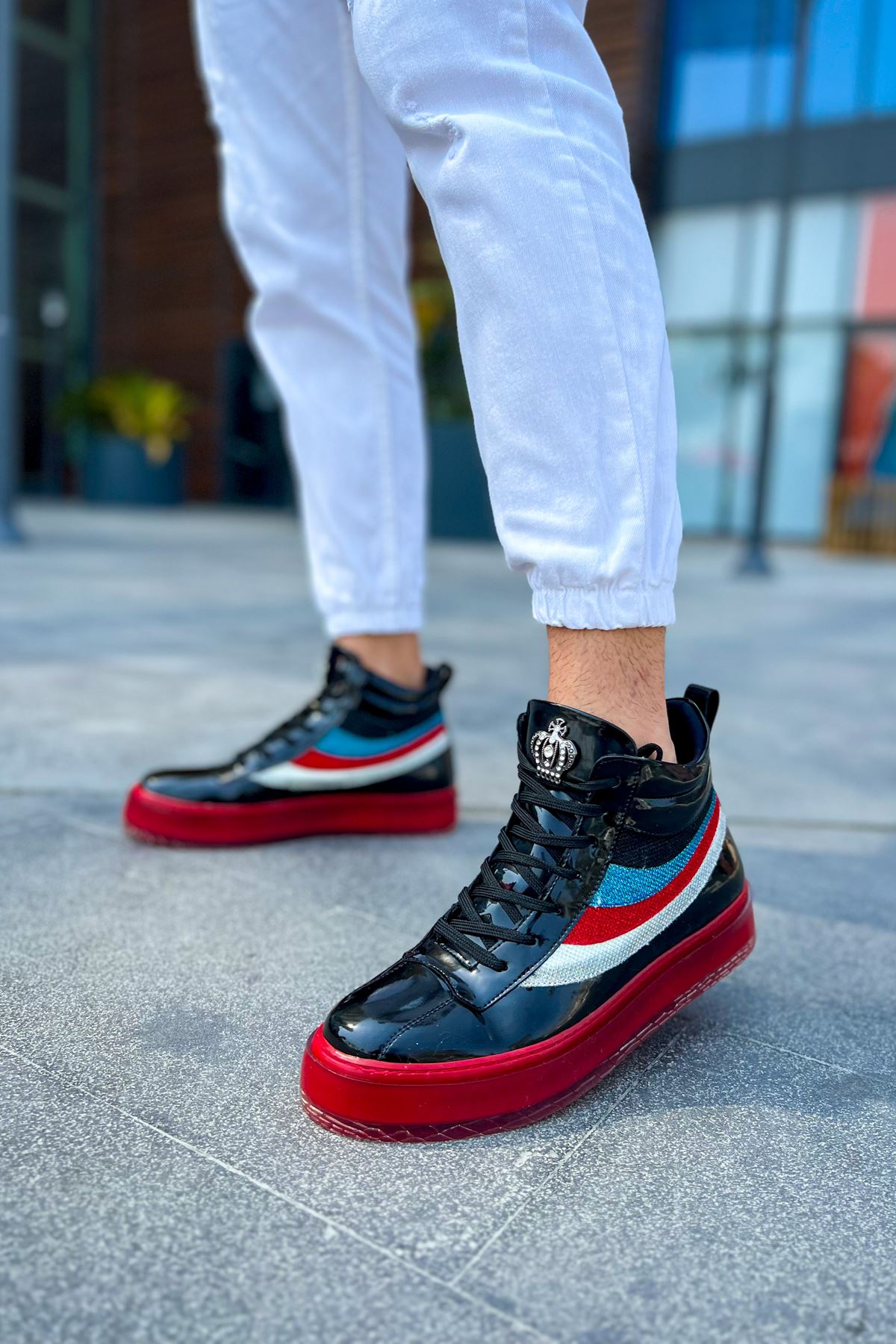 Bağcıklı Erkek Sneaker Bot Siyah - Görsel 5