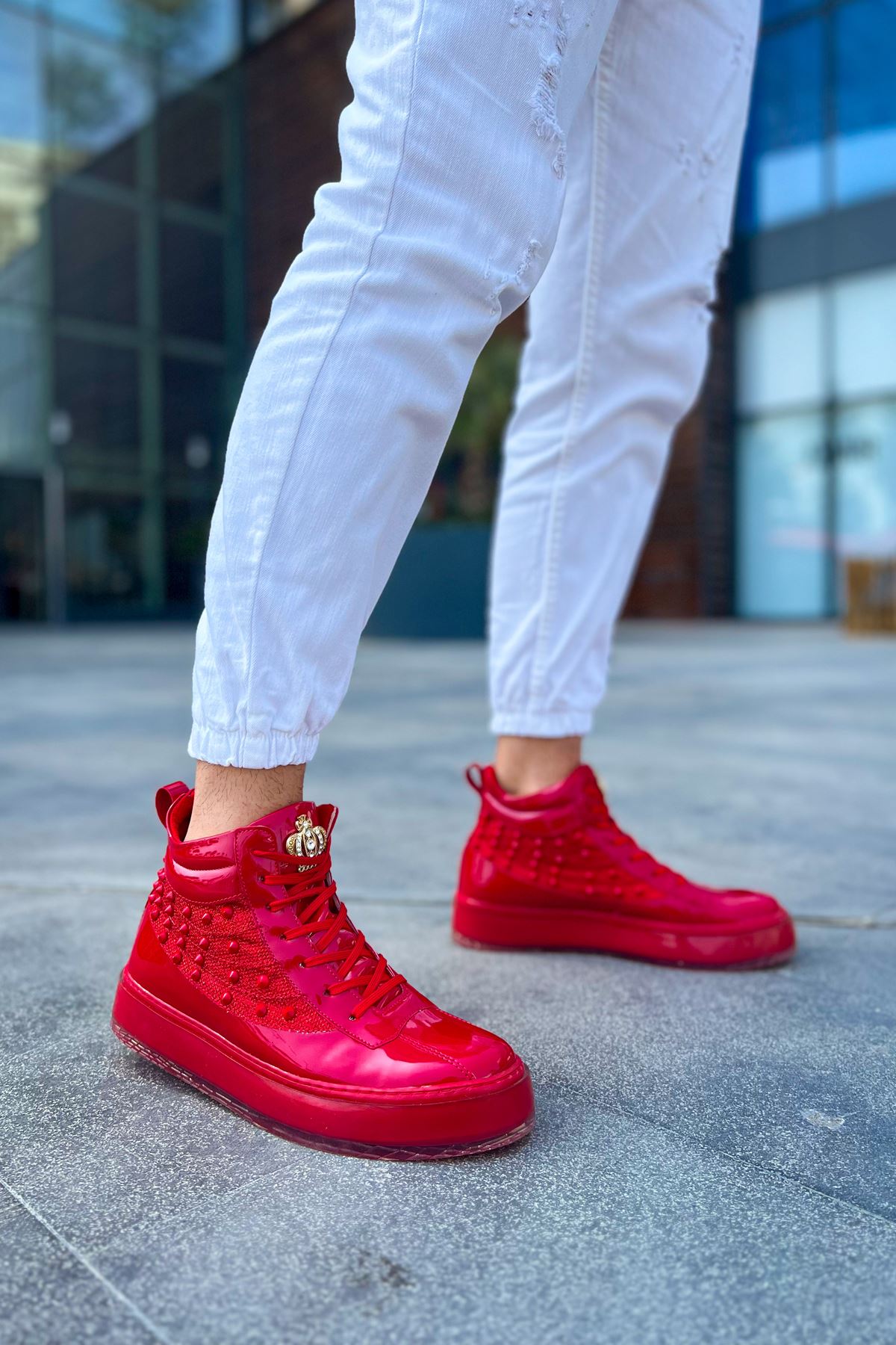 Bağcıklı Erkek Sneaker Bot Kırmızı - Görsel 2