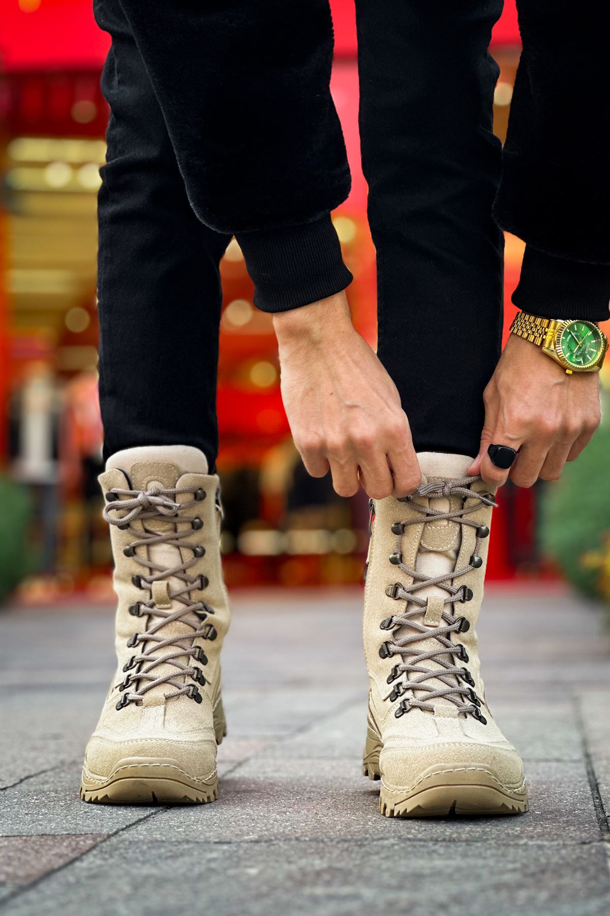 Fermuarlı Bağcık Detaylı Erkek Sneaker Bot Kum - Görsel 4