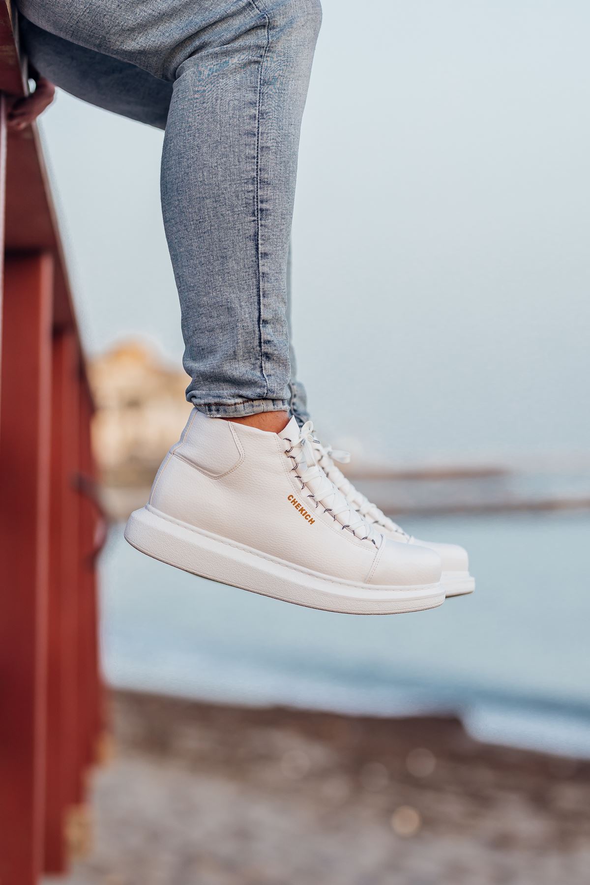 Bağcıklı Erkek Sneaker Bot Beyaz - Görsel 4