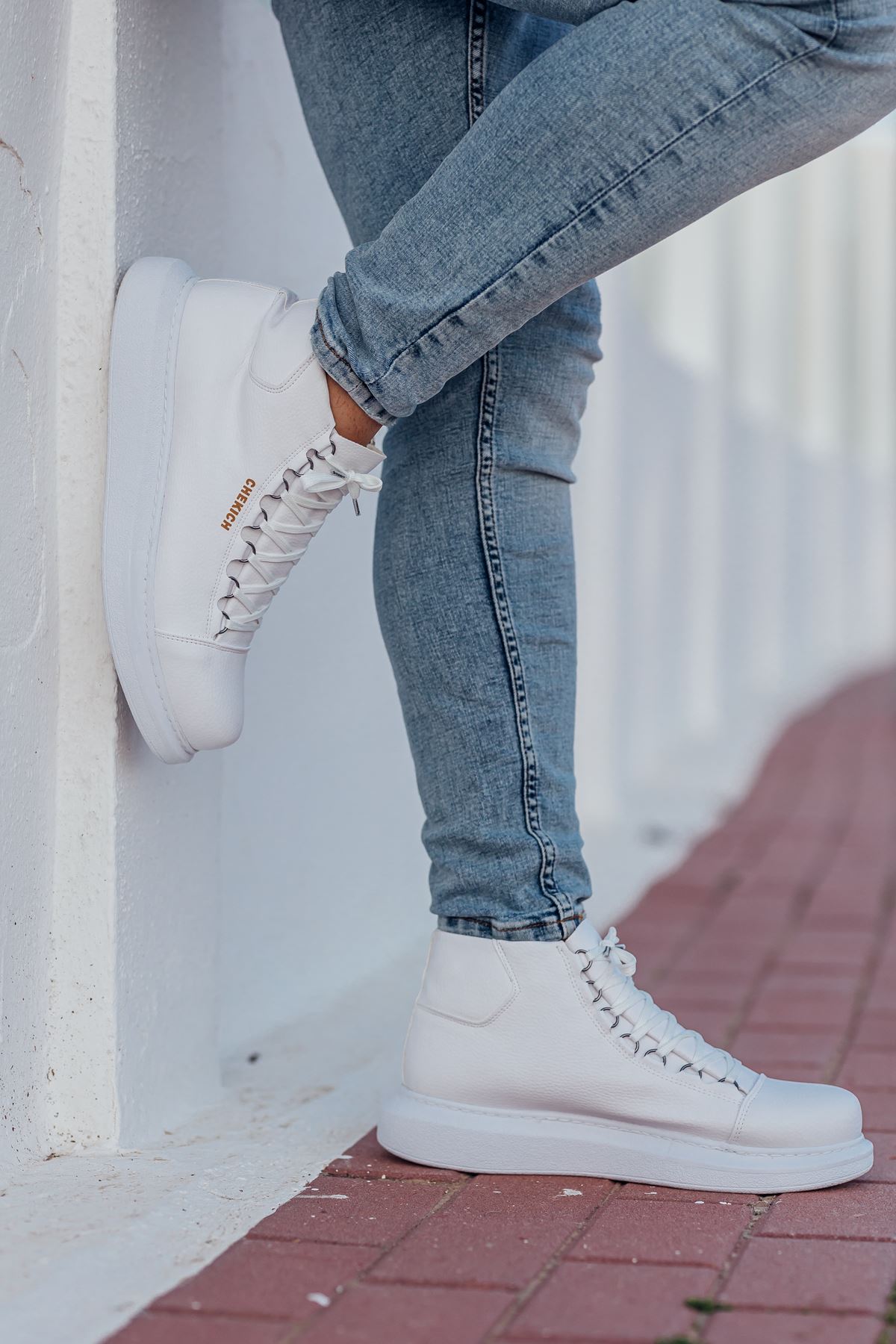 Bağcıklı Erkek Sneaker Bot Beyaz - Görsel 6