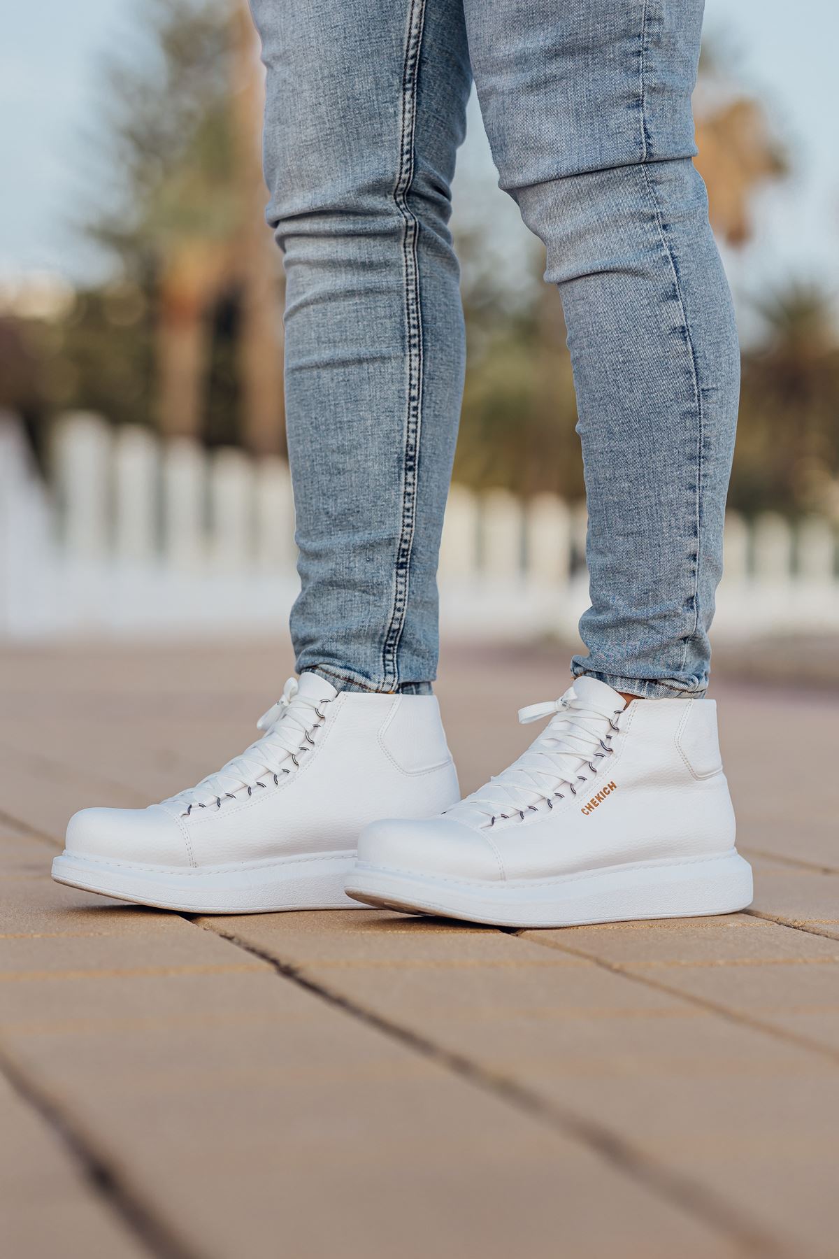 Bağcıklı Erkek Sneaker Bot Beyaz - Görsel 7