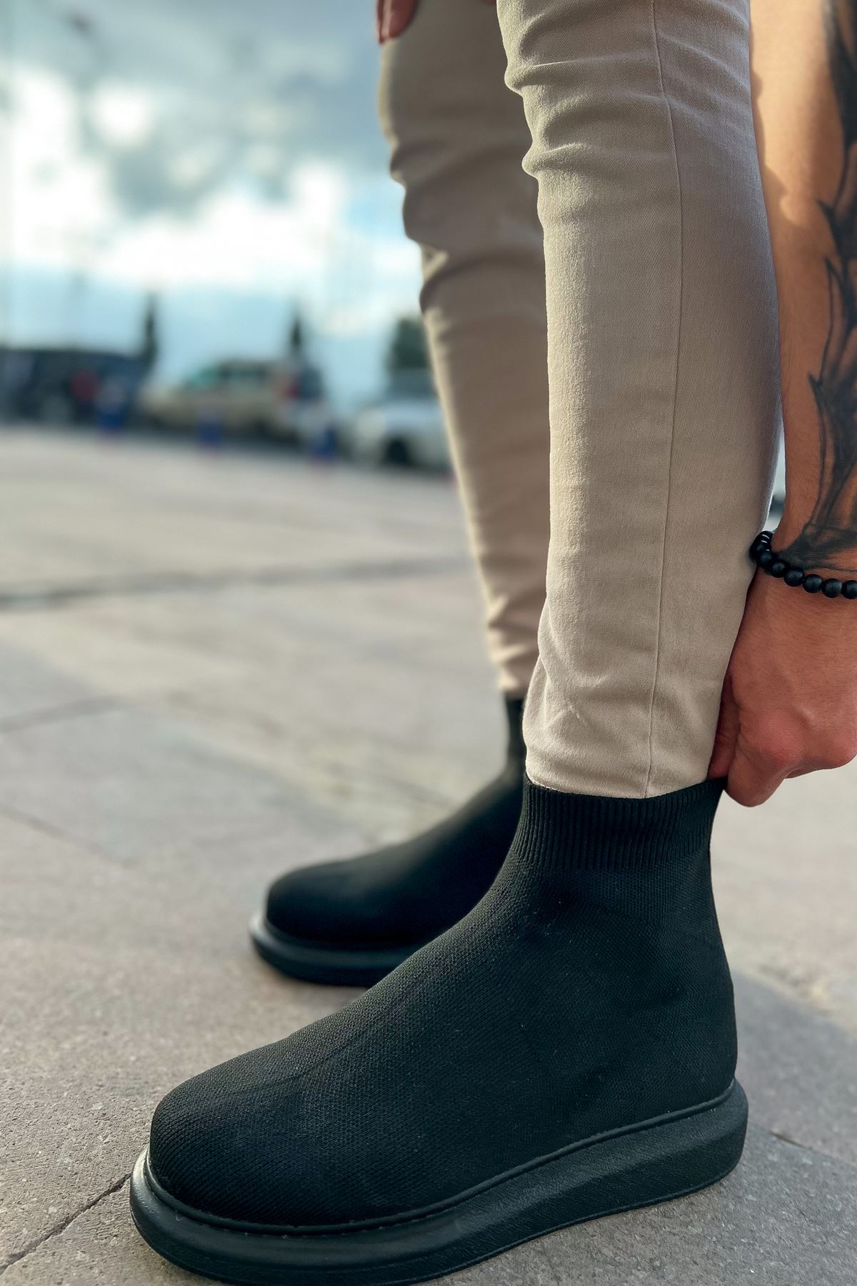 Düz Triko Erkek Sneaker Bot Siyah - Görsel 2