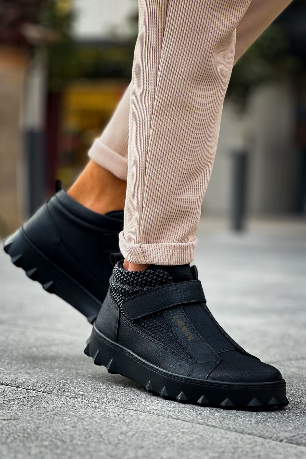 Cırtlı Erkek Sneaker Bot Siyah - Görsel 2