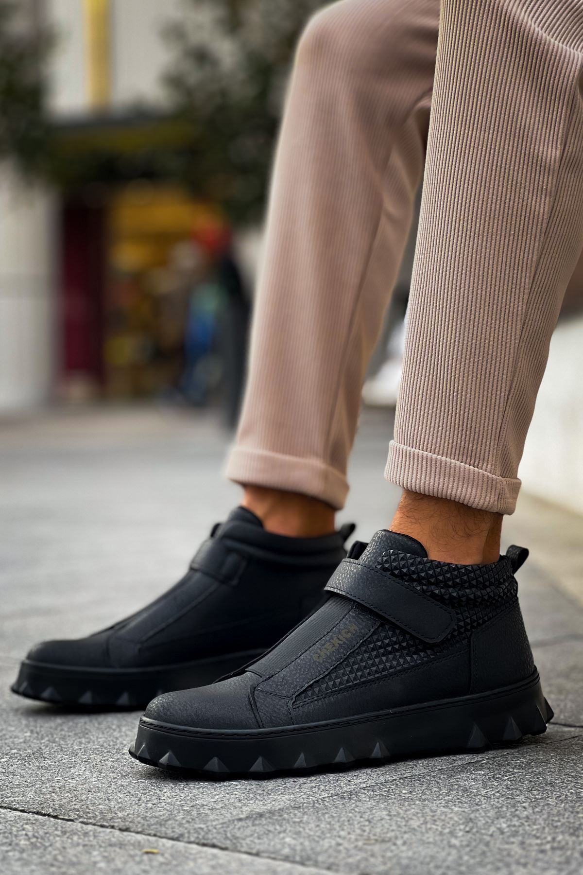 Cırtlı Erkek Sneaker Bot Siyah - Görsel 3