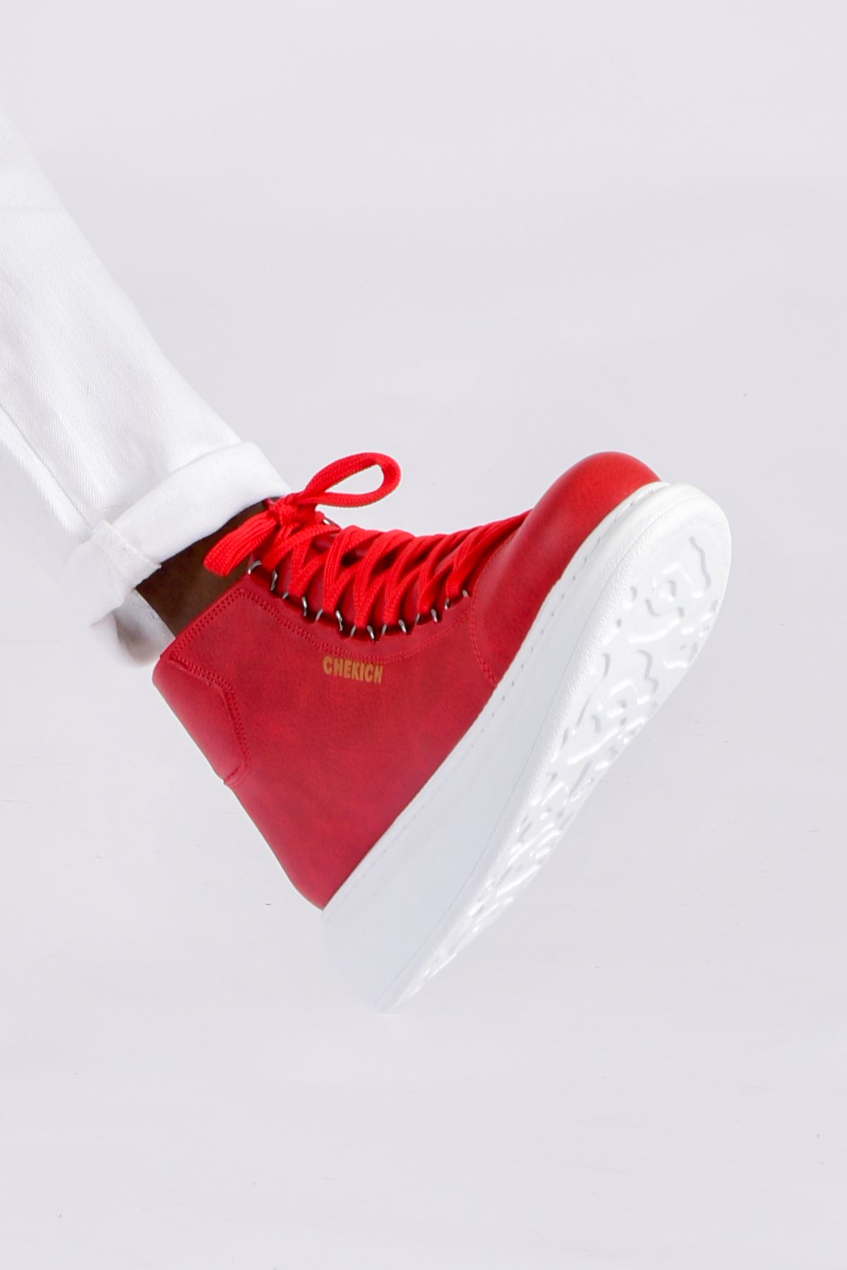 Bağcıklı Erkek Sneaker Bot Kırmızı - Görsel 3