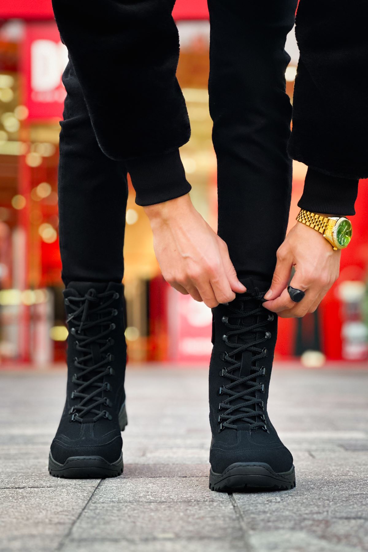 Fermuarlı Bağcık Detaylı Erkek Sneaker Bot Siyah - Görsel 4