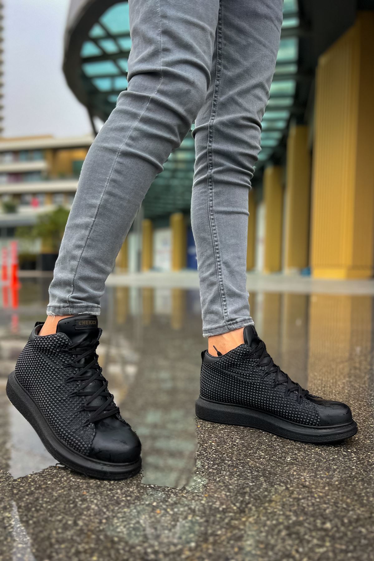 Bağcıklı Erkek Sneaker Bot Siyah Siyah - Görsel 3