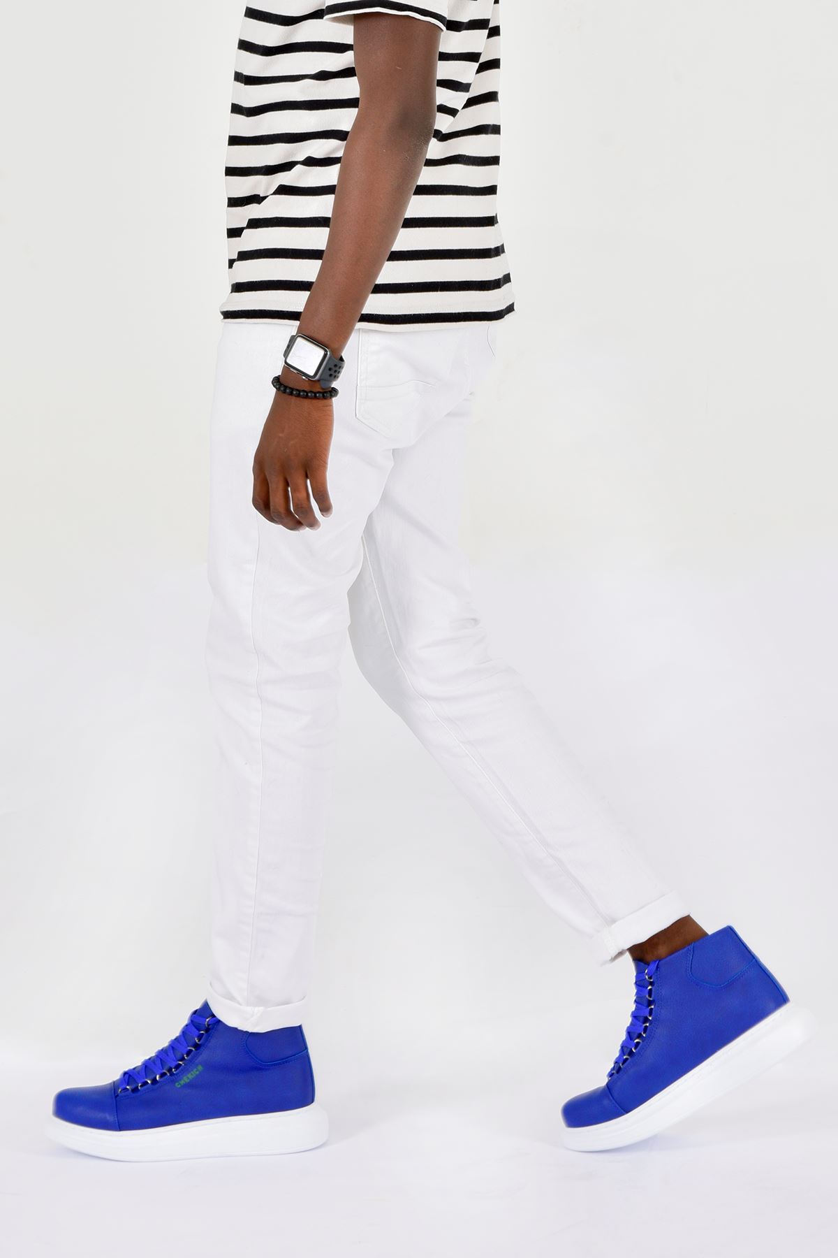 Bağcıklı Erkek Sneaker Bot Saks Mavi - Görsel 5