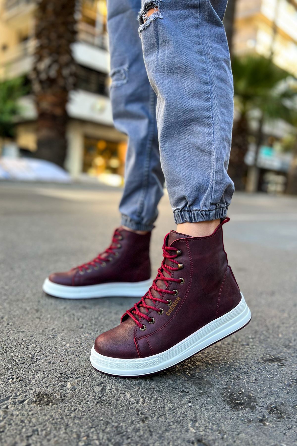 Bağcıklı Erkek Sneaker Bot Bordo - Görsel 2