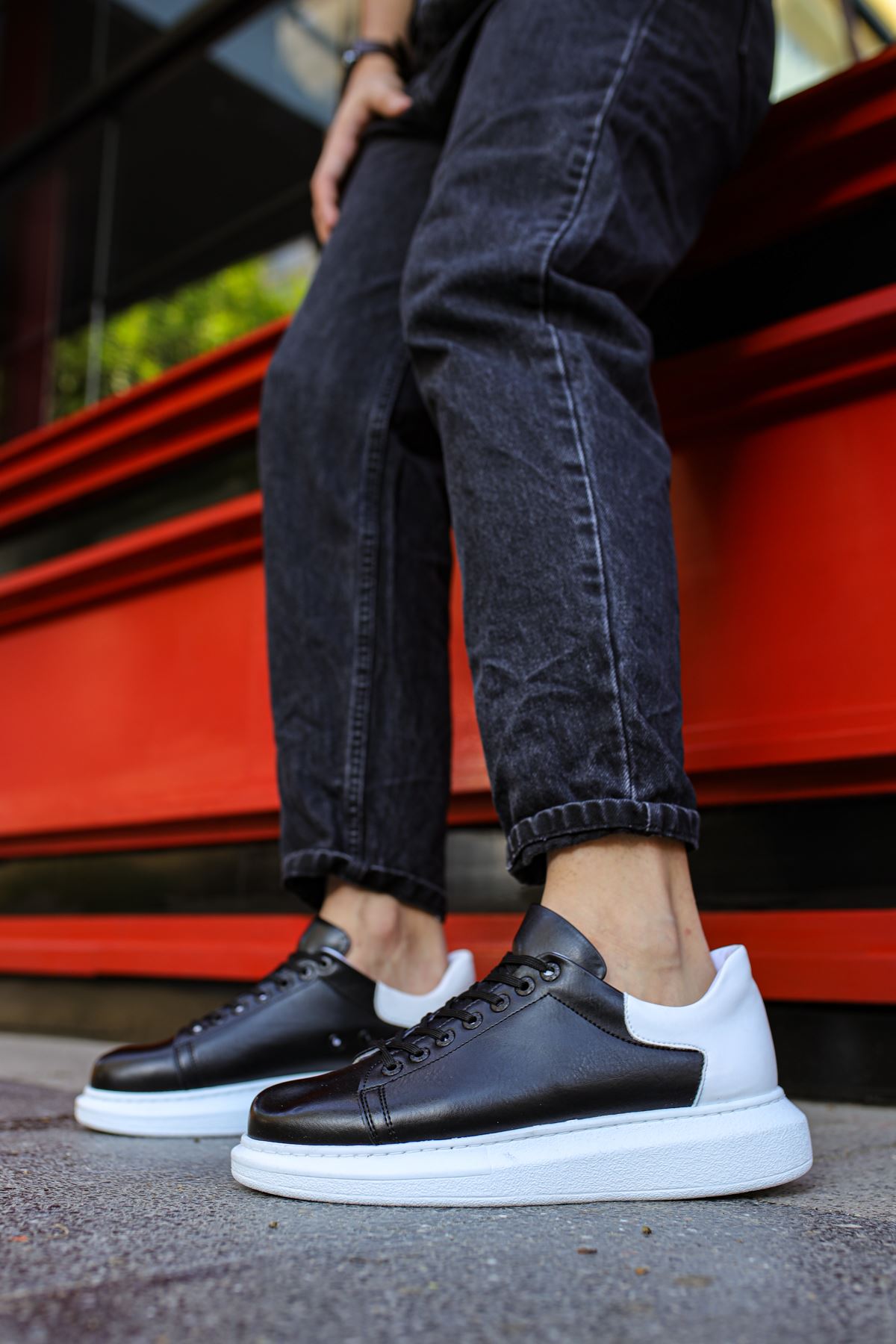 Bağcıklı Erkek Spor Ayakkabı Siyah Beyaz - Görsel 6